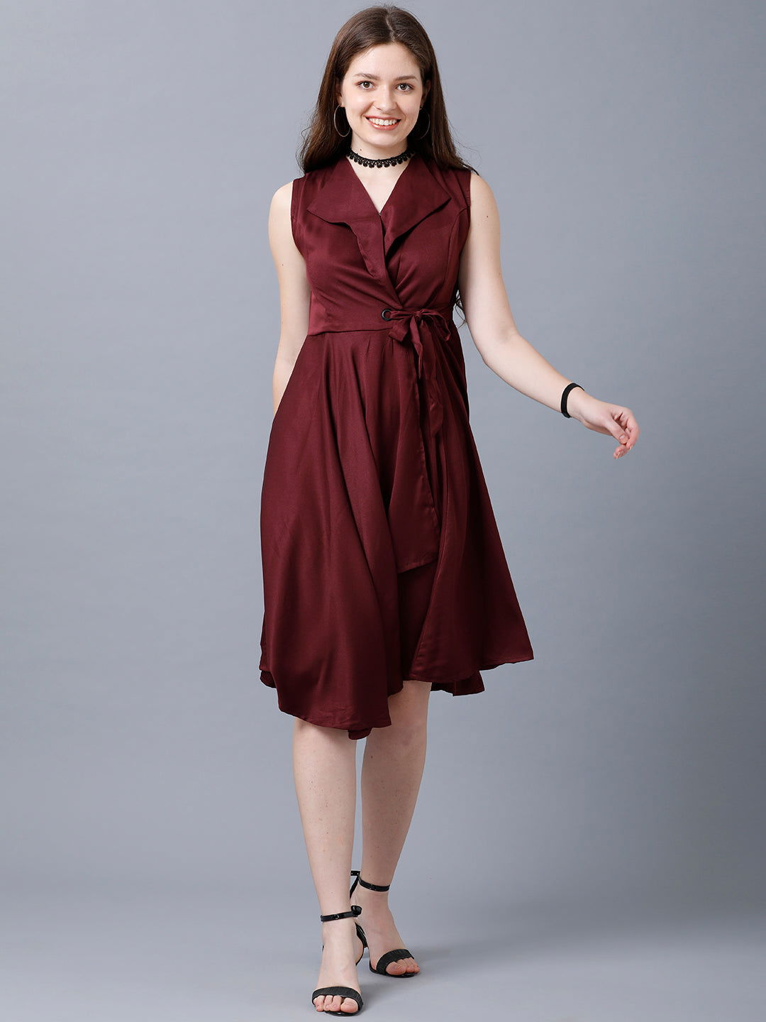 Solid wrap dress deals