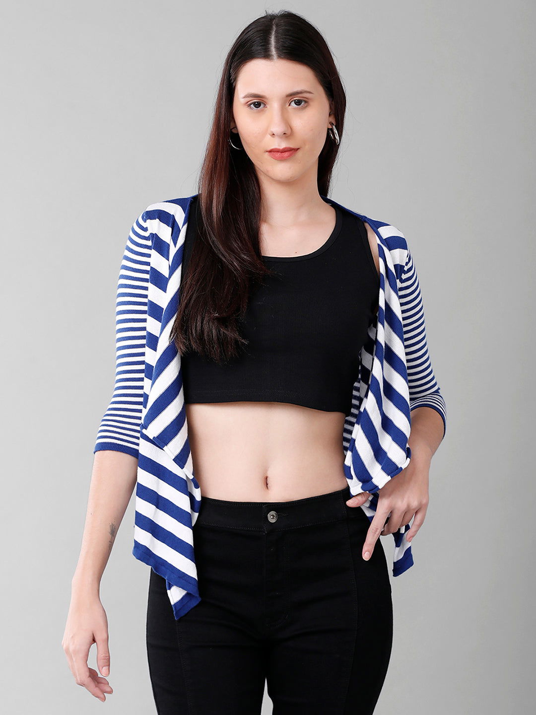 Identiti Women Stripe Water Fall Flat Knit