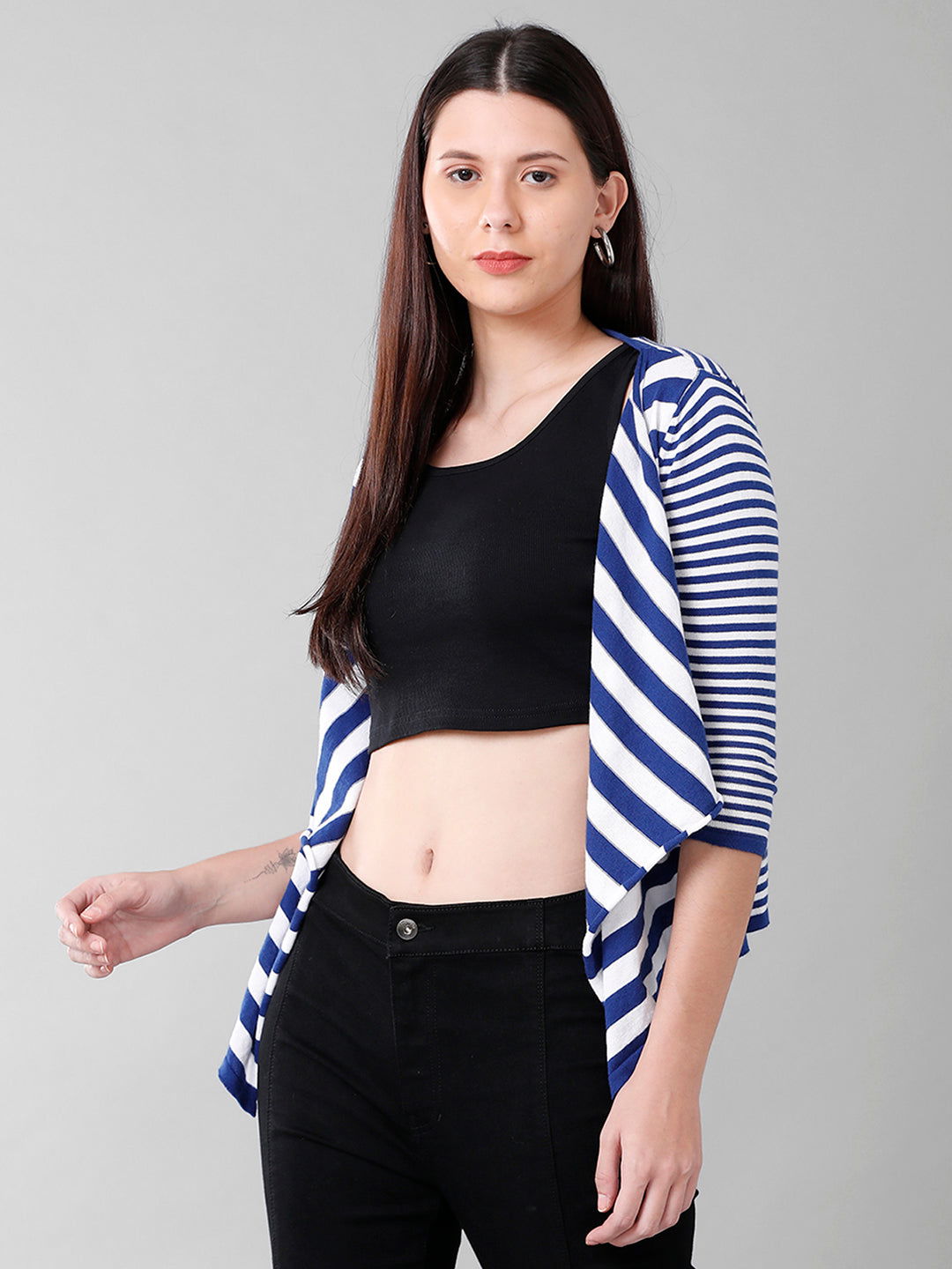 Identiti Women Stripe Water Fall Flat Knit