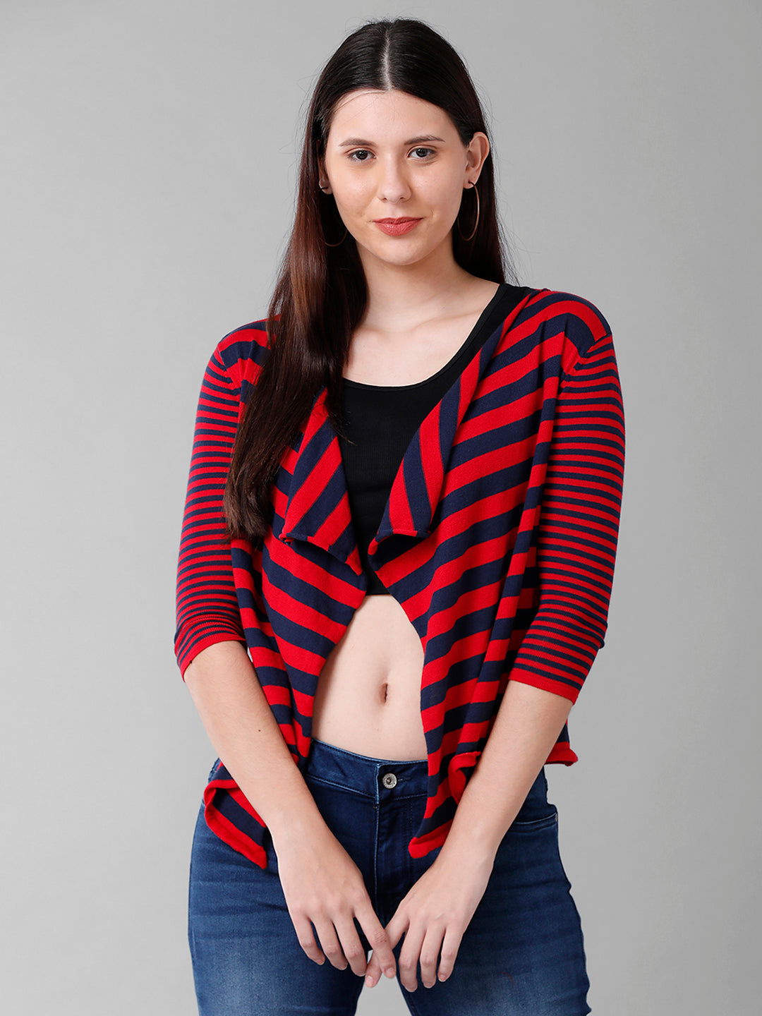 Identiti Women Stripe Water Fall Flat Knit