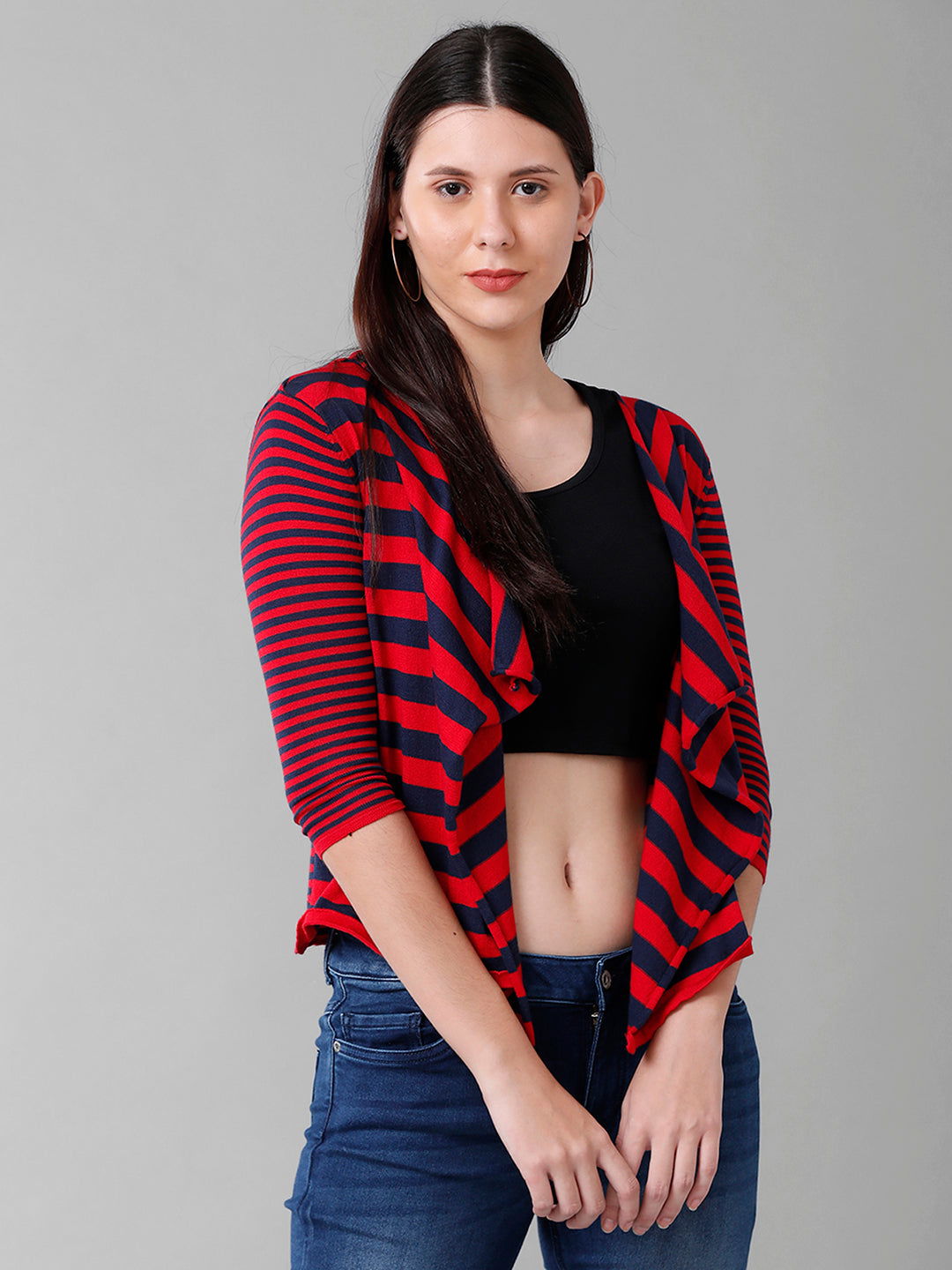 Identiti Women Stripe Water Fall Flat Knit