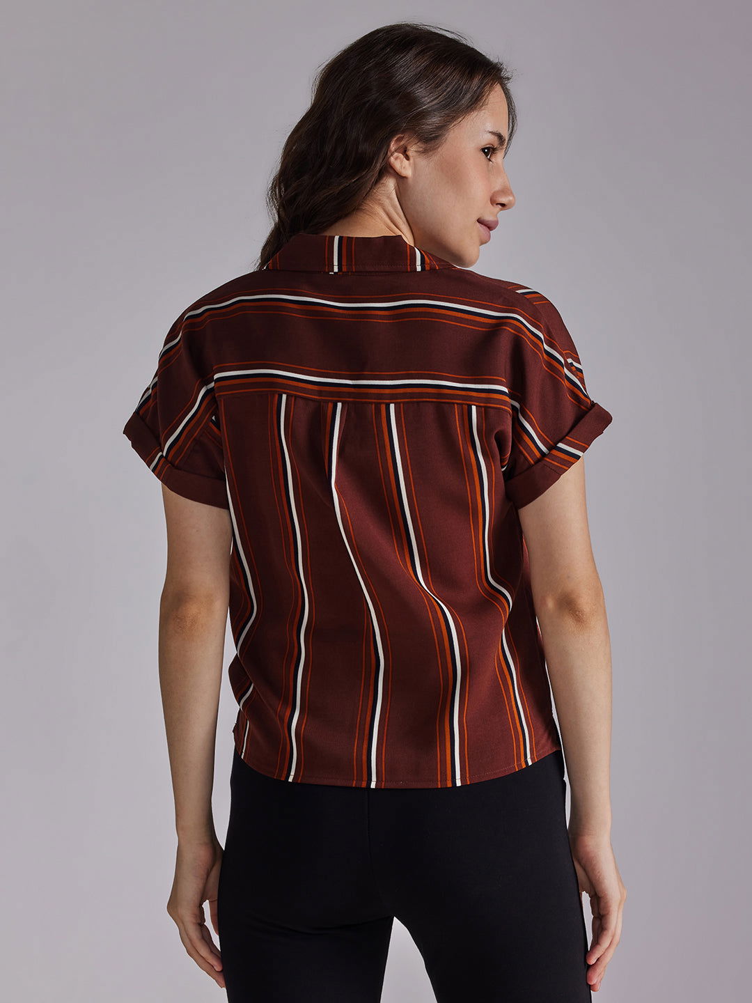 Identiti Women Striped Casual Shirt - Brown.