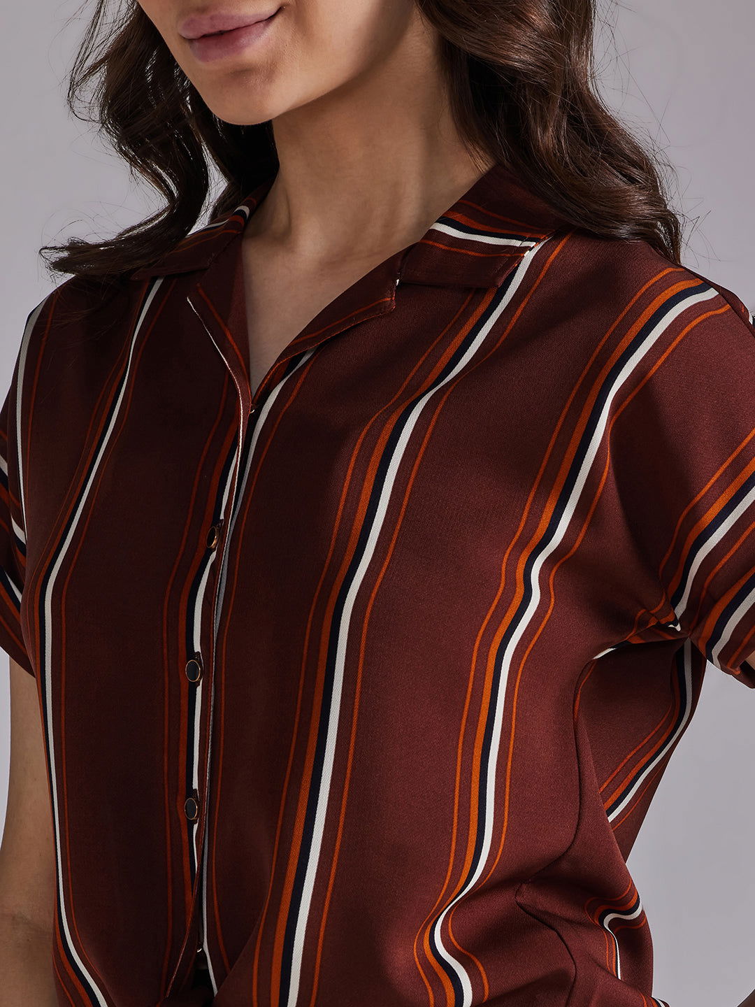 Identiti Women Striped Casual Shirt - Brown.