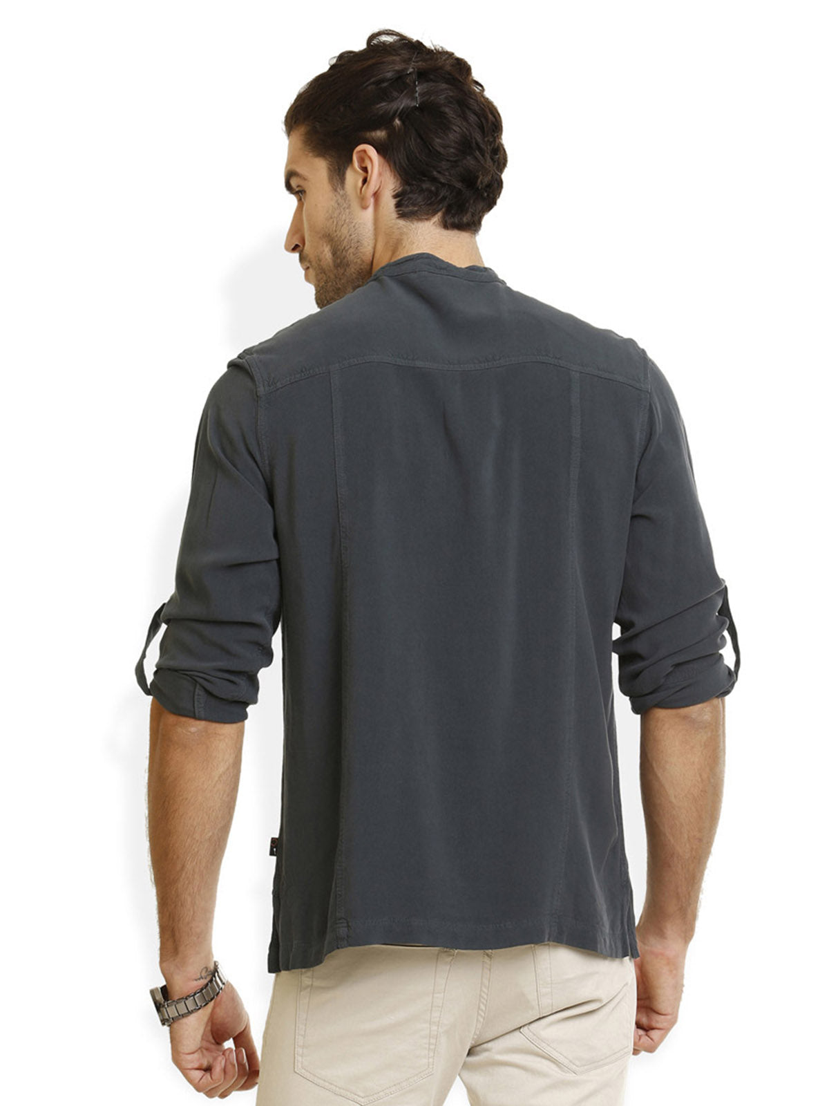 Men Half Placket Mandarin Collar Viscose Shirt / Kurta