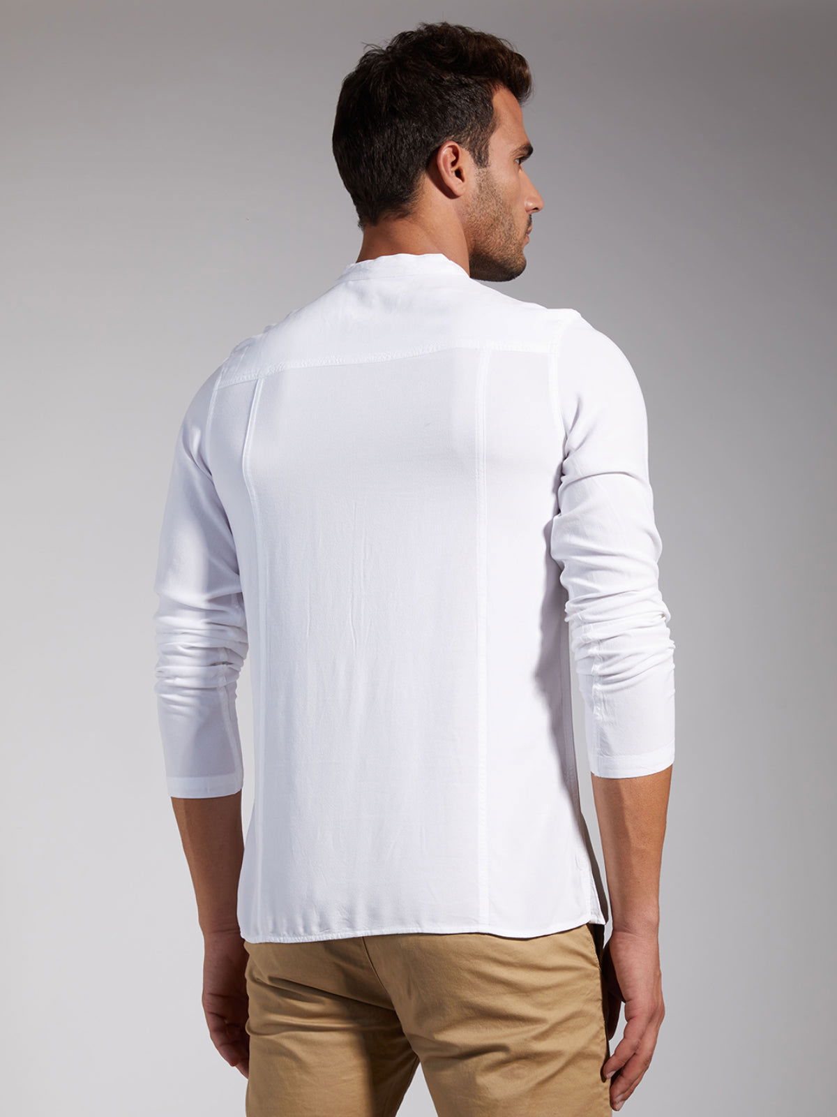 Men Half Placket Mandarin Collar Viscose Shirt / Kurta