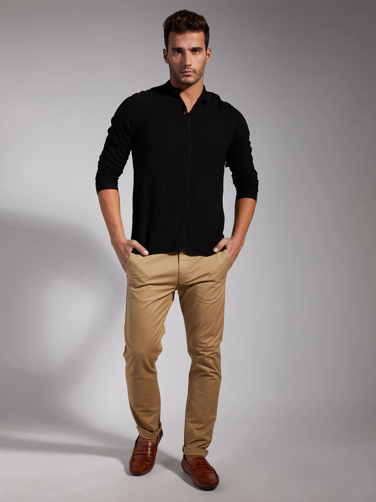 Men Half Placket Mandarin Collar Viscose Shirt / Kurta