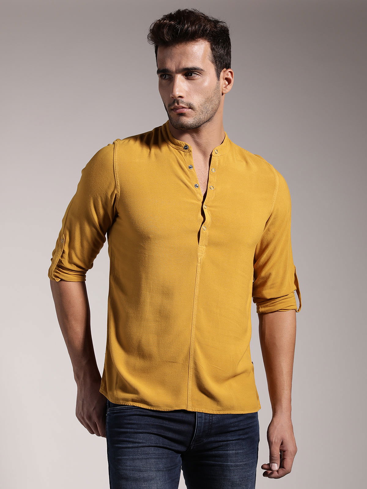 Men Half Placket Viscose Shirt / Kurta