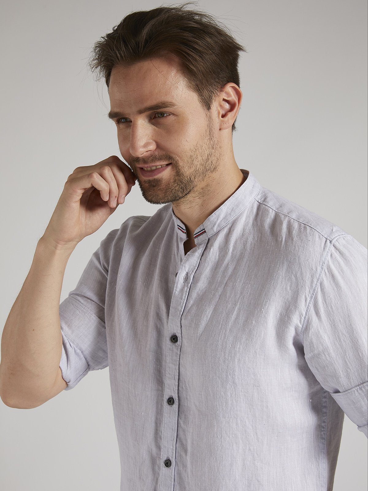 Men Premium Linen Shirt - Pastel Grey