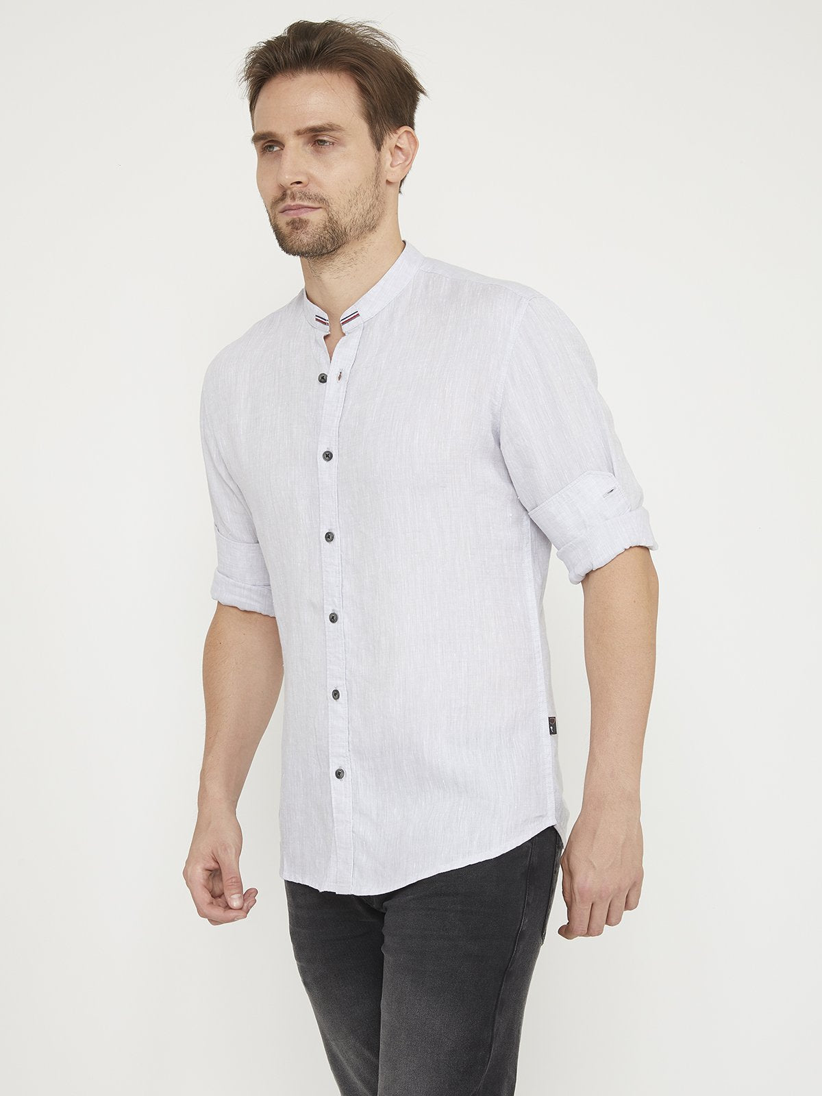 Men Premium Linen Shirt - Pastel Grey