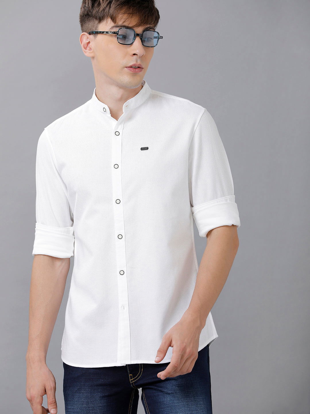 Men Slim Fit Dobby Shirt