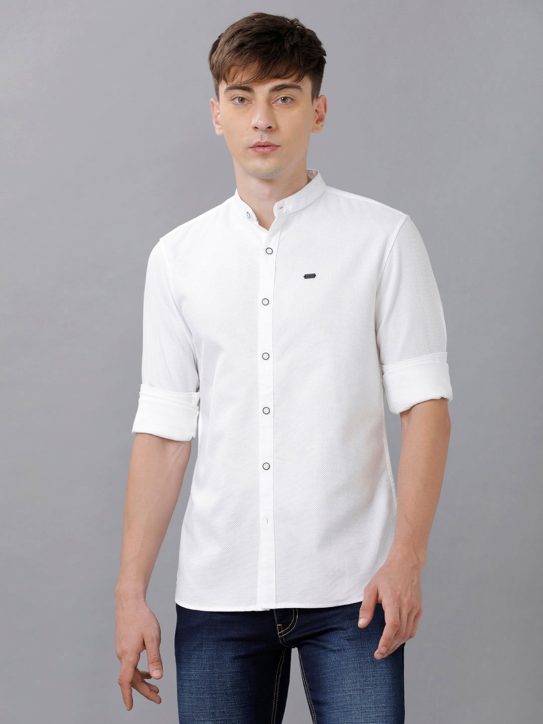 Men Slim Fit Dobby Shirt