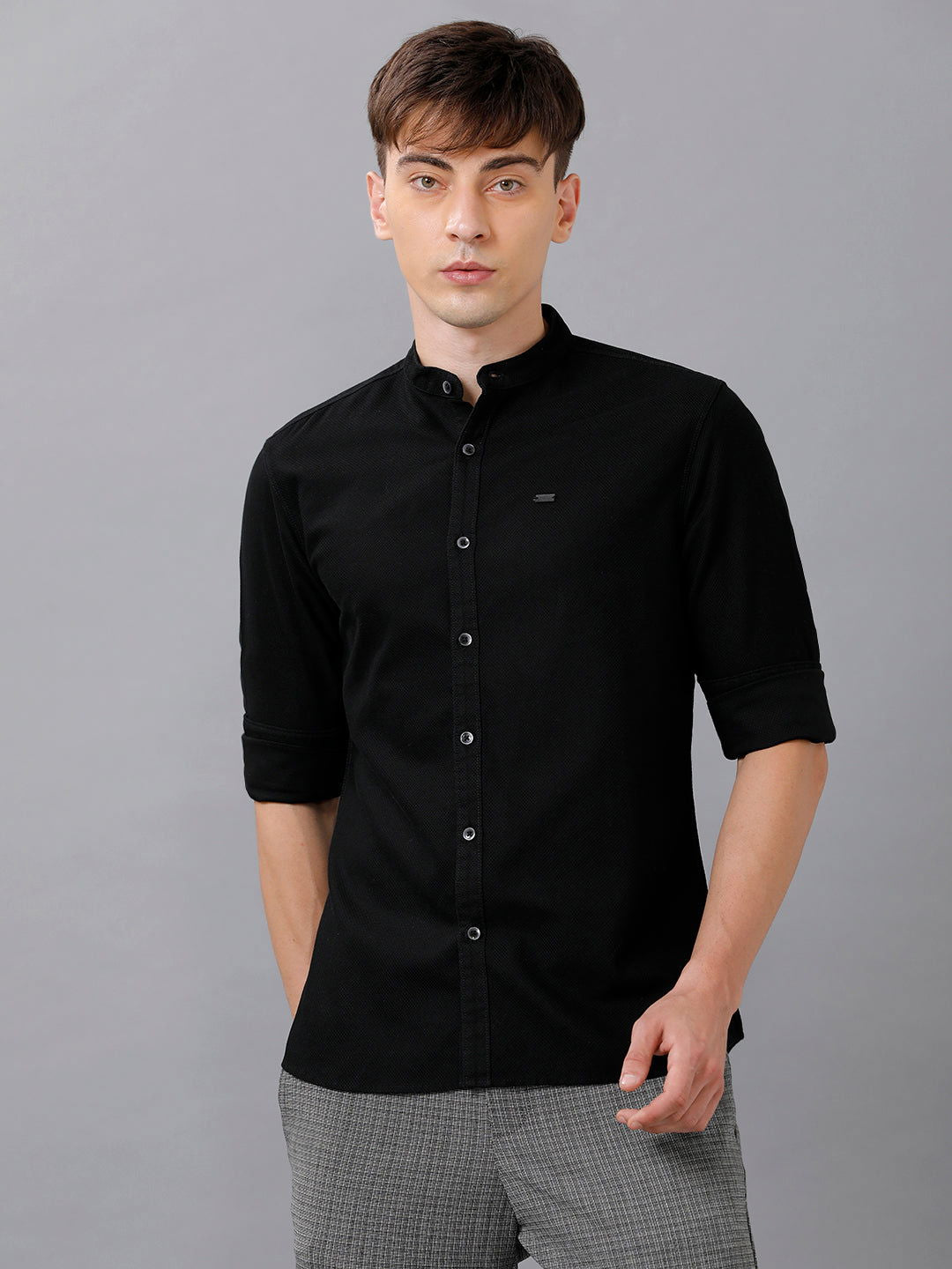 Men Slim Fit Dobby Shirt