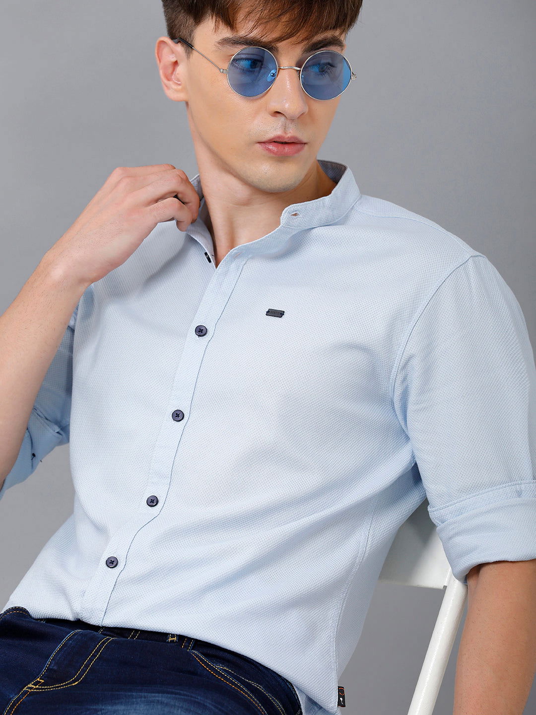 Men Slim Fit Dobby Shirt