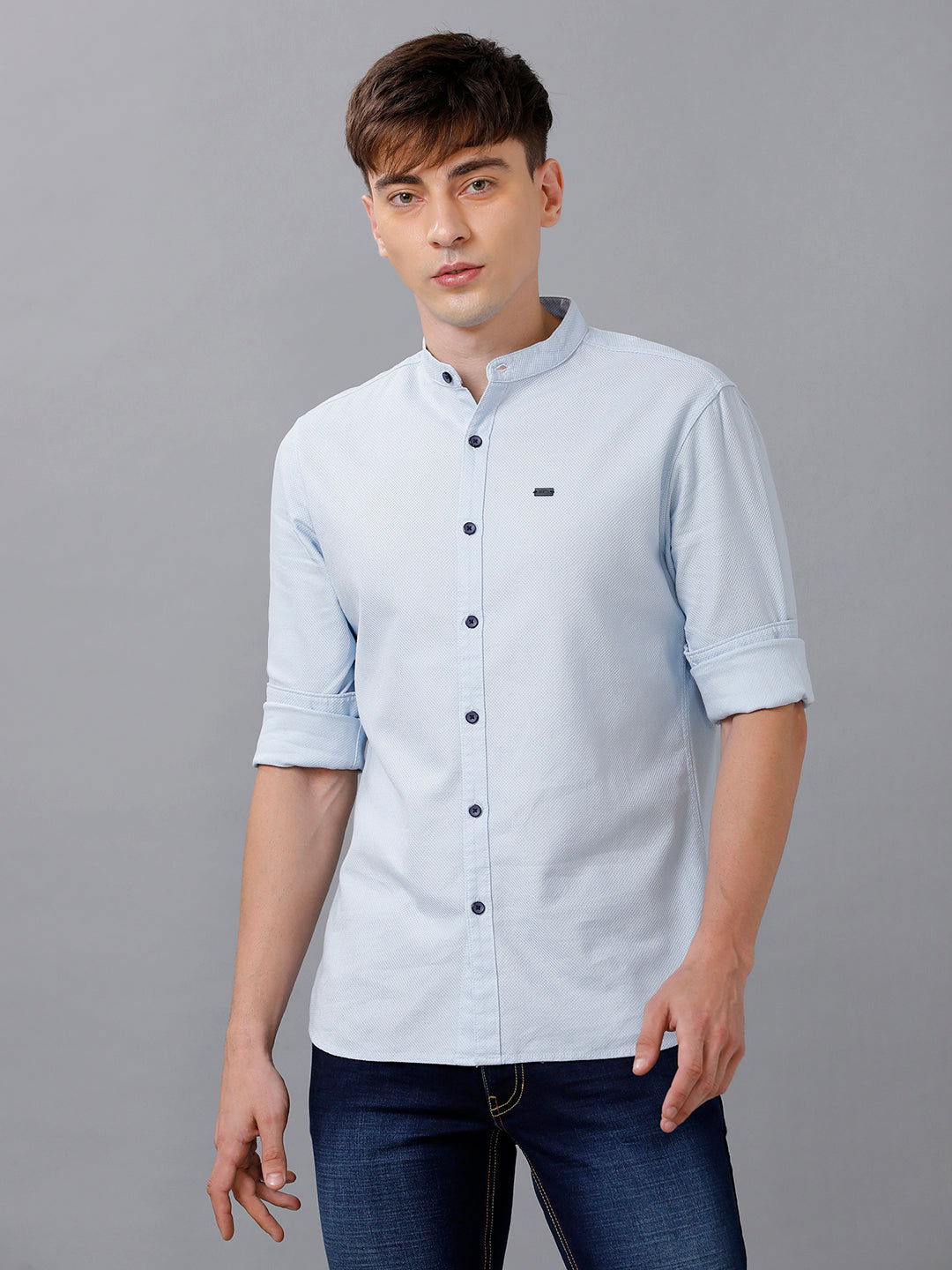 Men Slim Fit Dobby Shirt