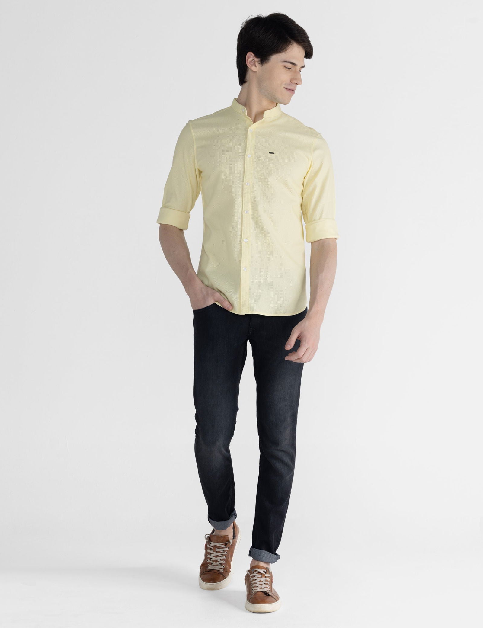 Men Slim Fit Dobby Shirt