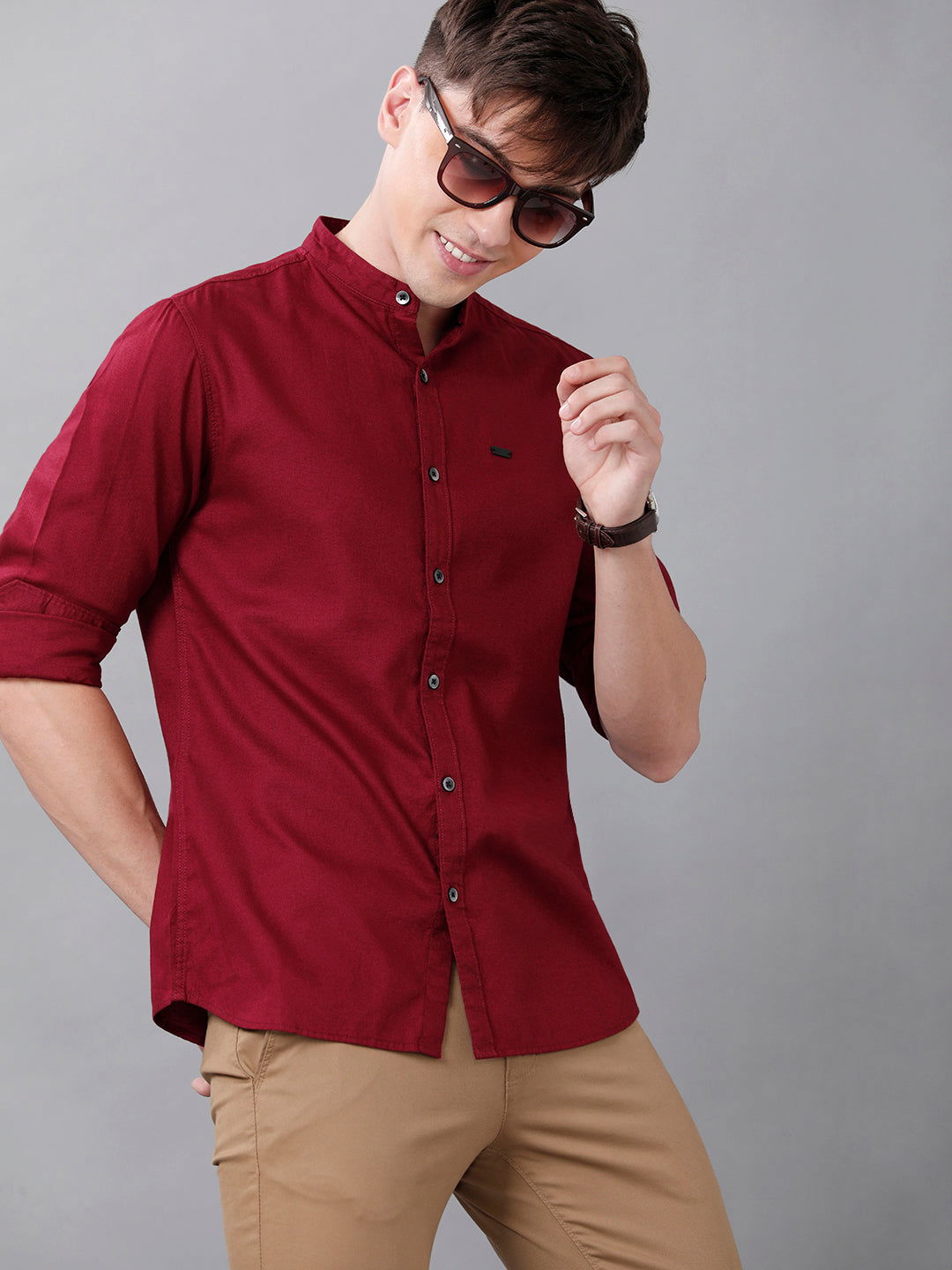 Men Slim Fit Dobby Shirt