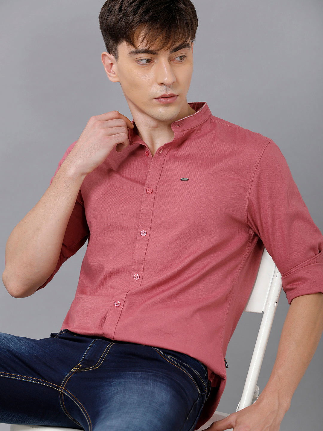 Men Slim Fit Dobby Shirt