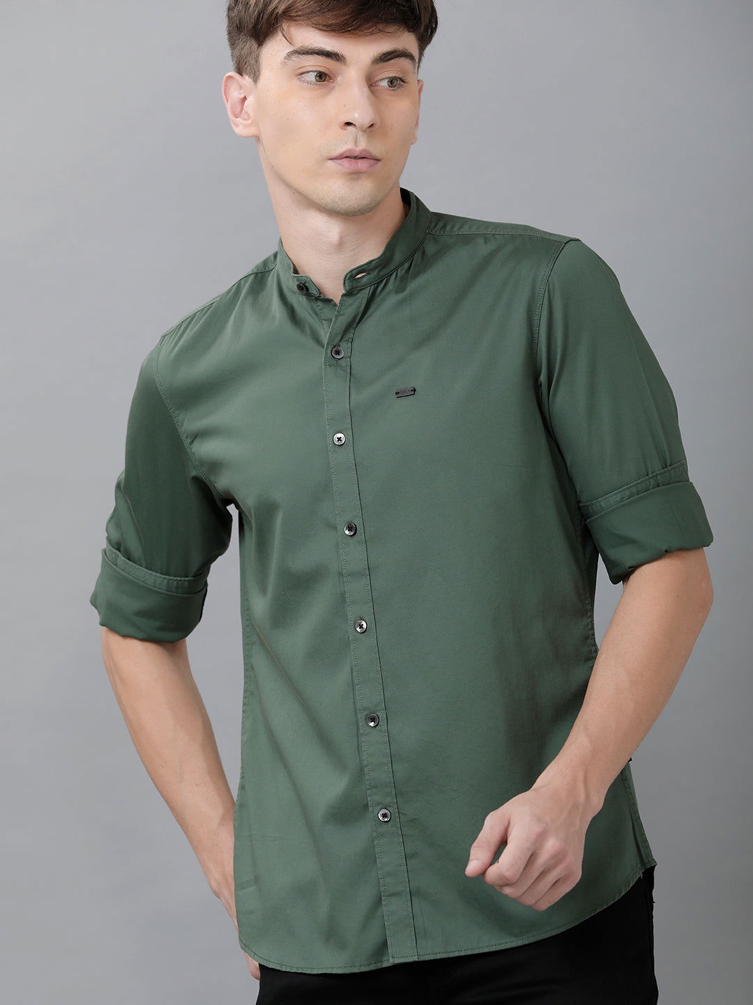 Men Slim Fit Solid Satin Party Shirt