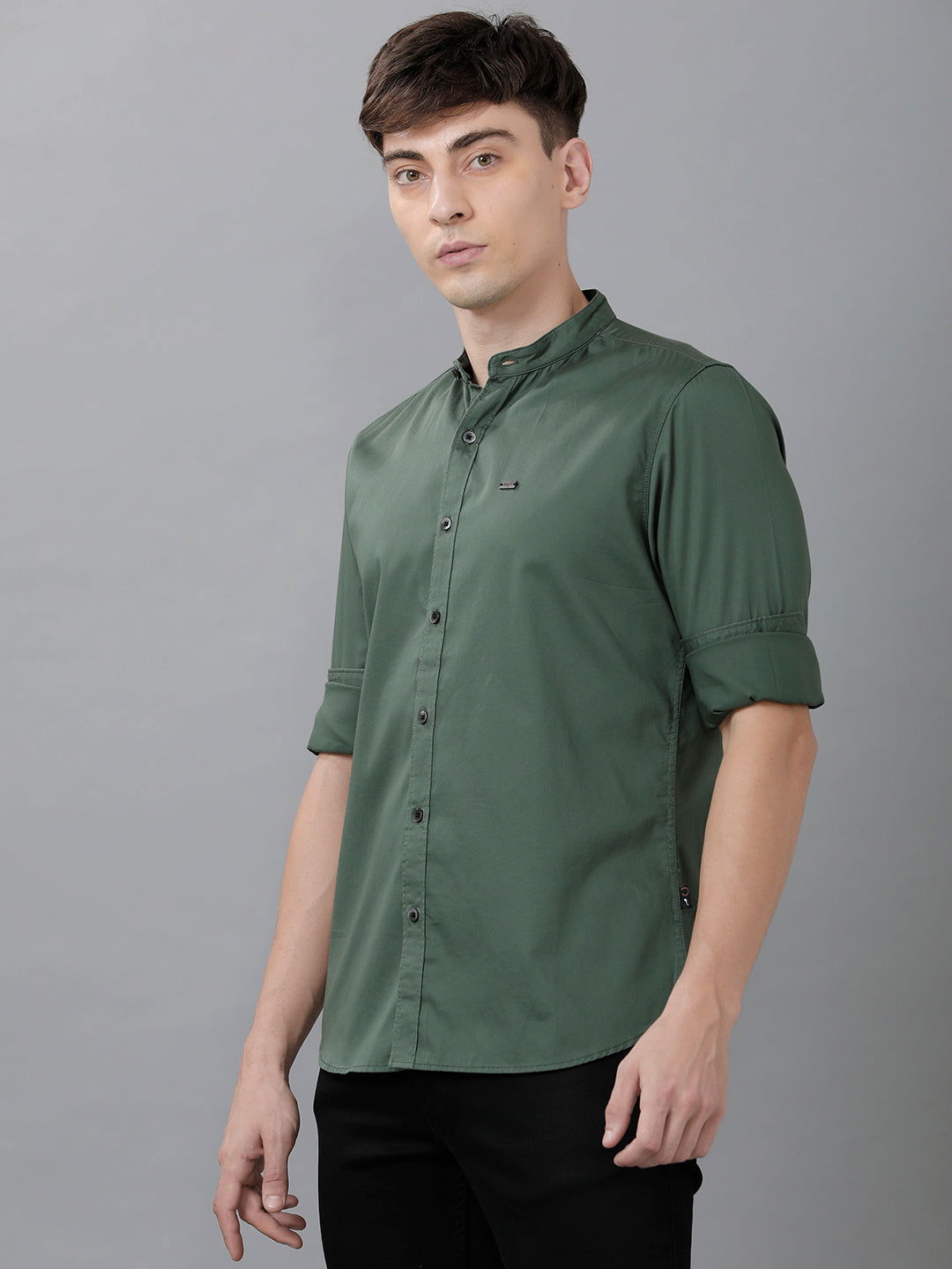 Men Slim Fit Solid Satin Party Shirt