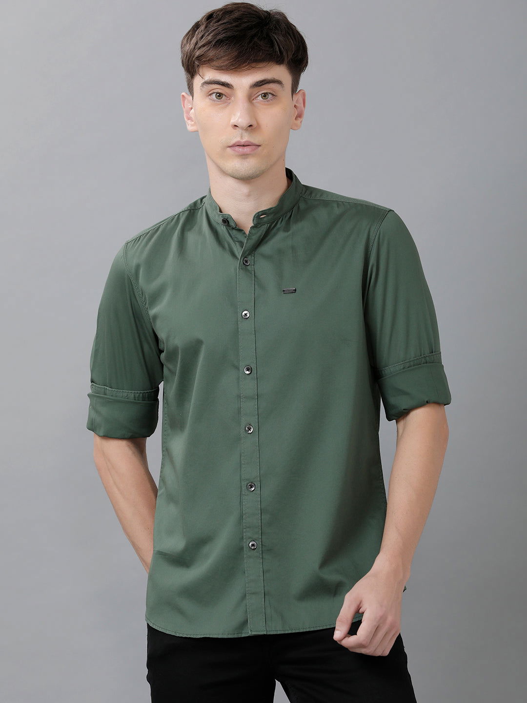 Men Slim Fit Solid Satin Party Shirt