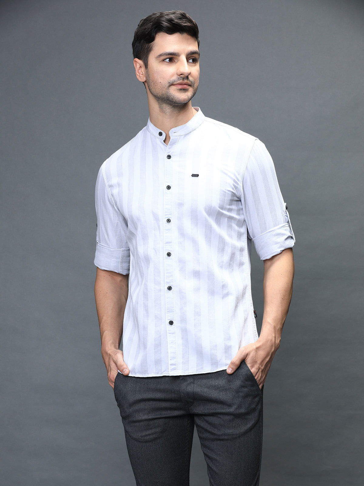 Men Slim Fit Stripe Shirt