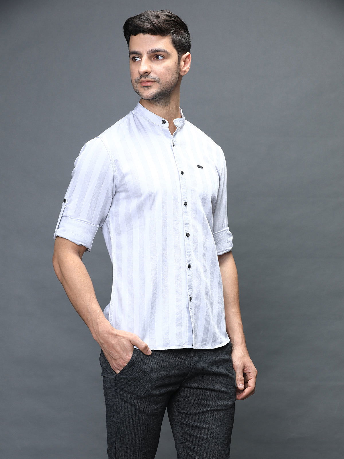 Men Slim Fit Stripe Shirt