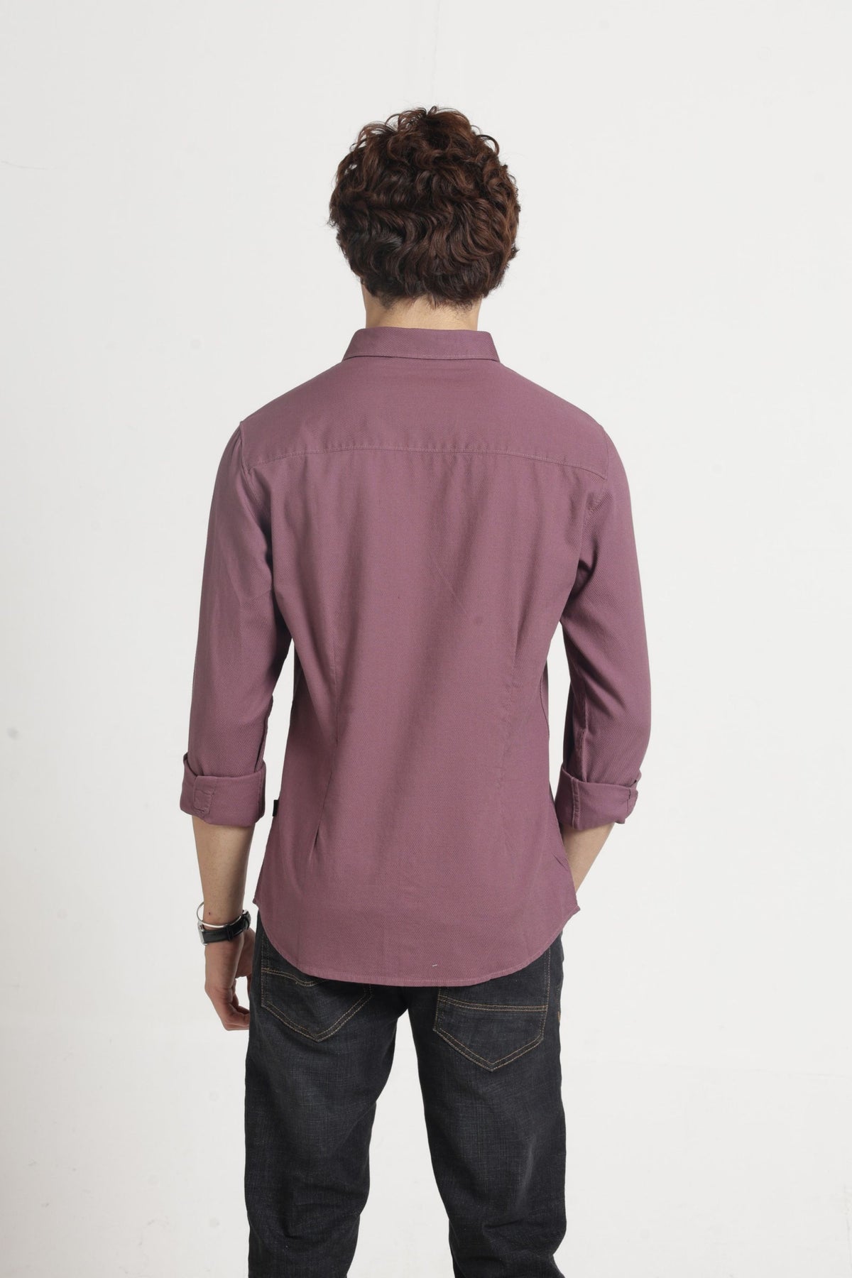 Spread Collar Self Dobby Shirt In Onion