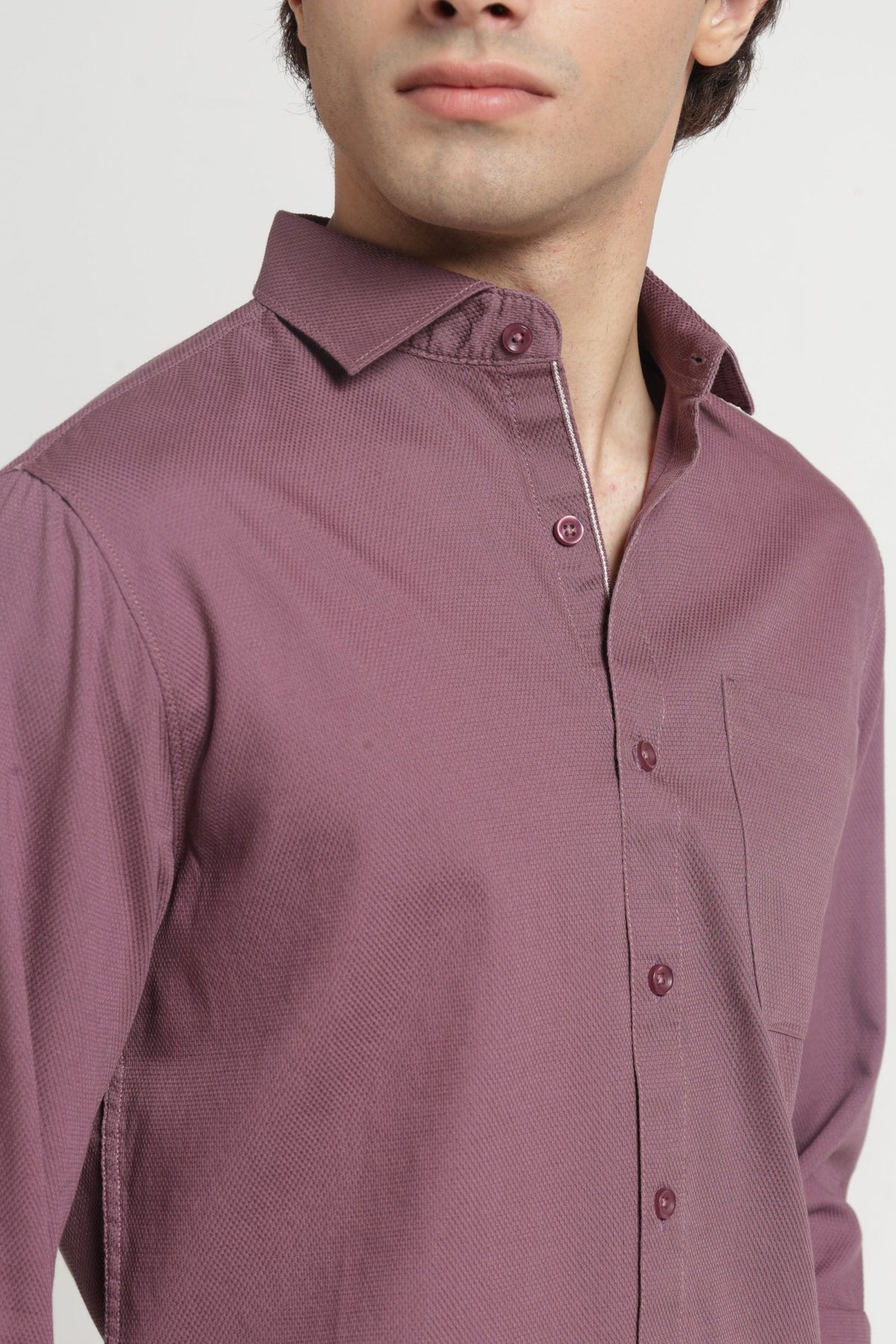 Spread Collar Self Dobby Shirt In Onion