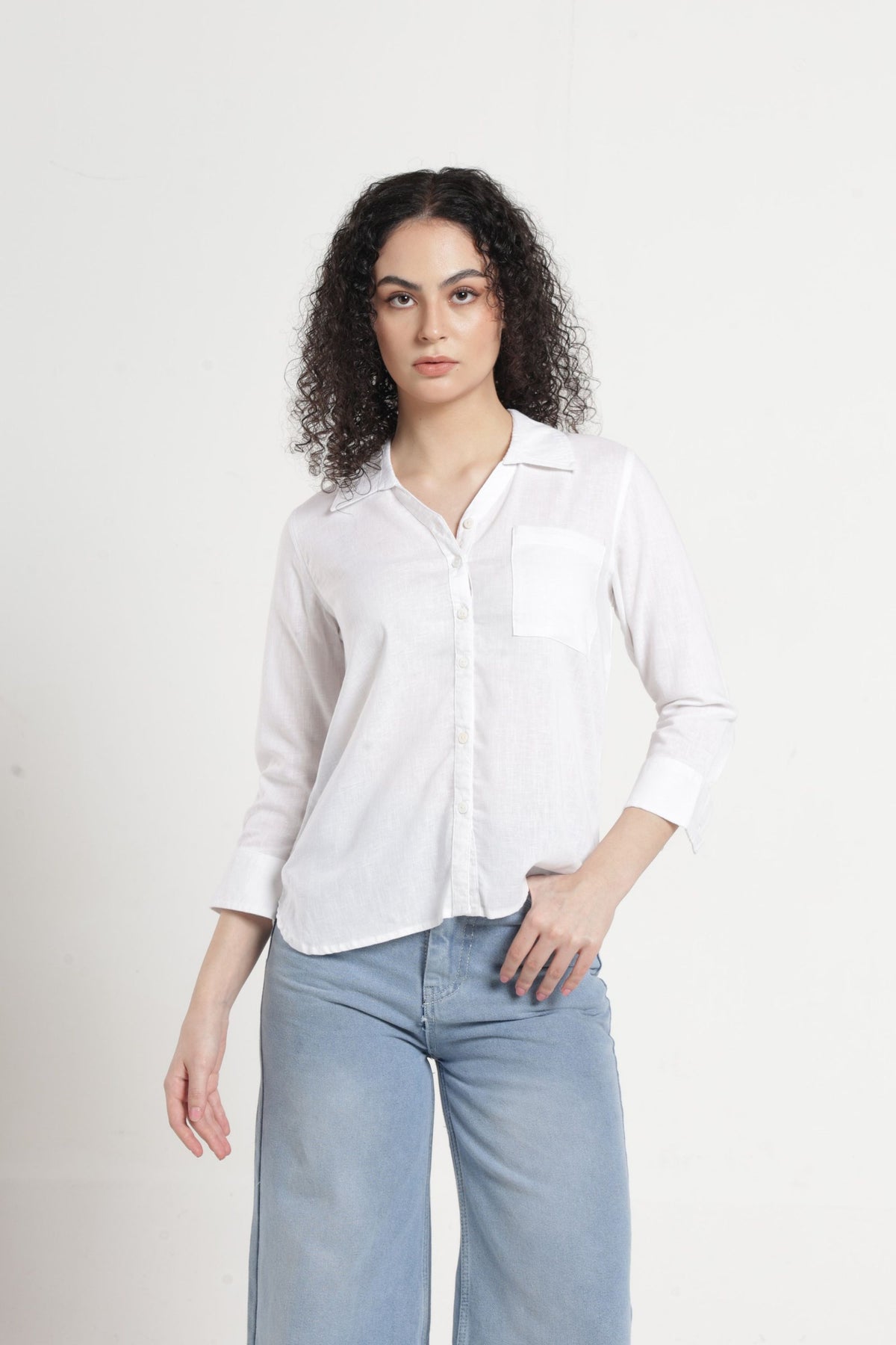 Women Solid Casual Shirt - White