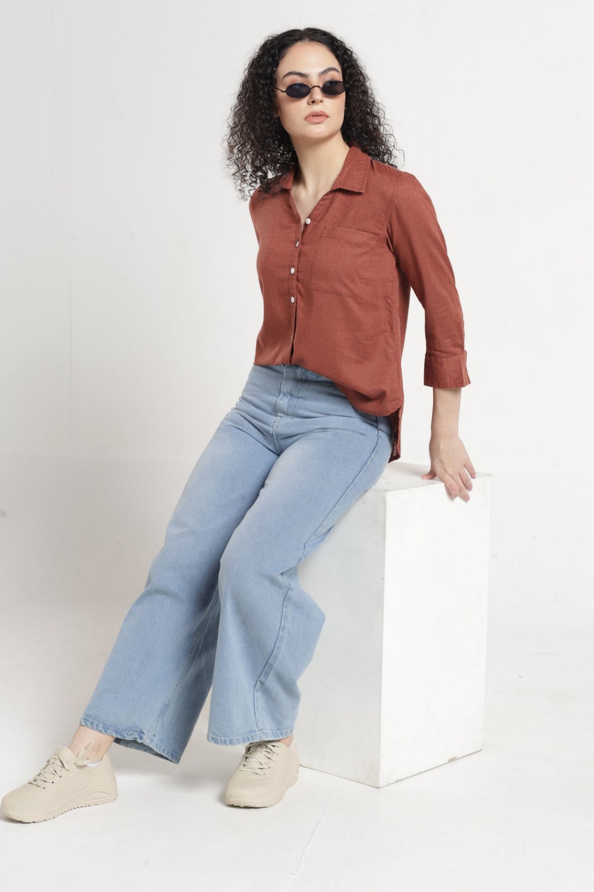 Women Solid Casual Shirt - Onion