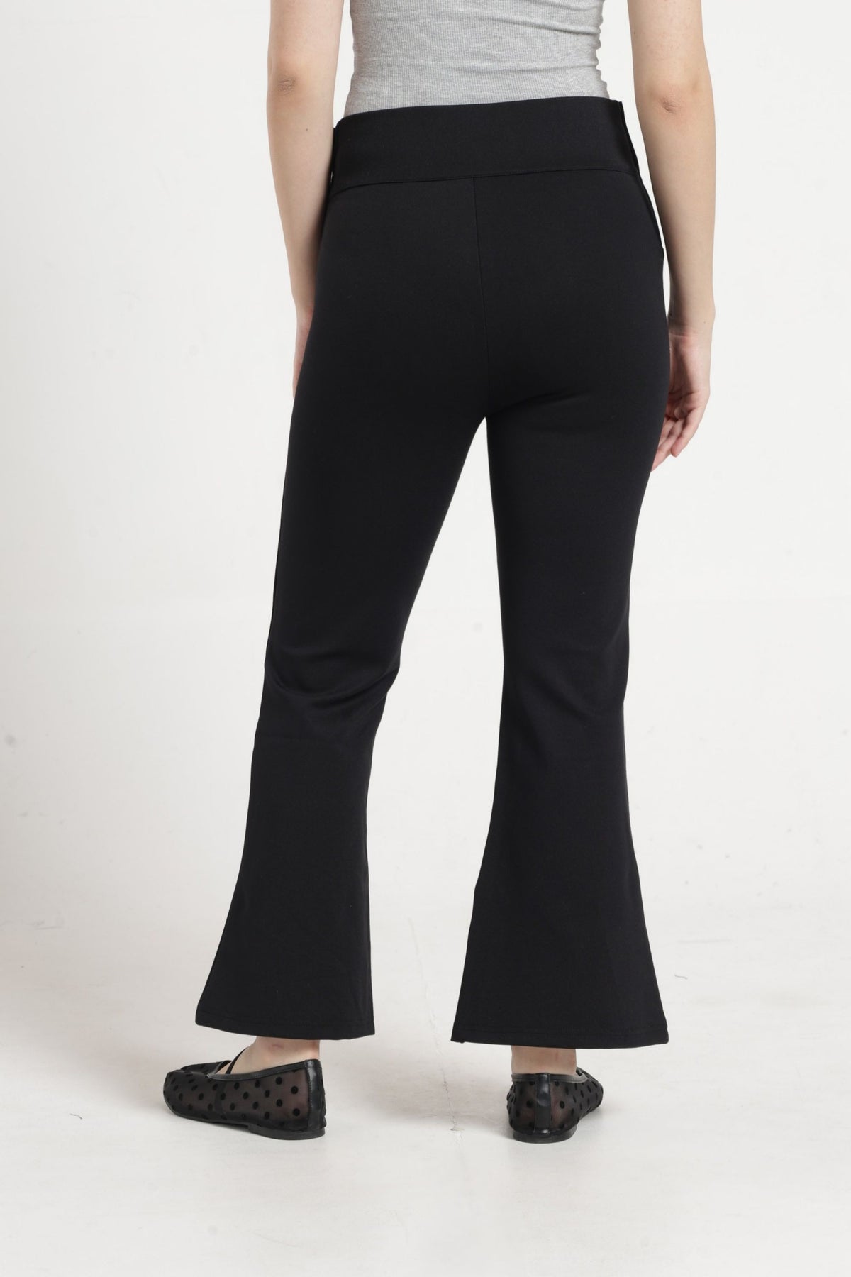 Women Solid Bell Bottom Pants - Black