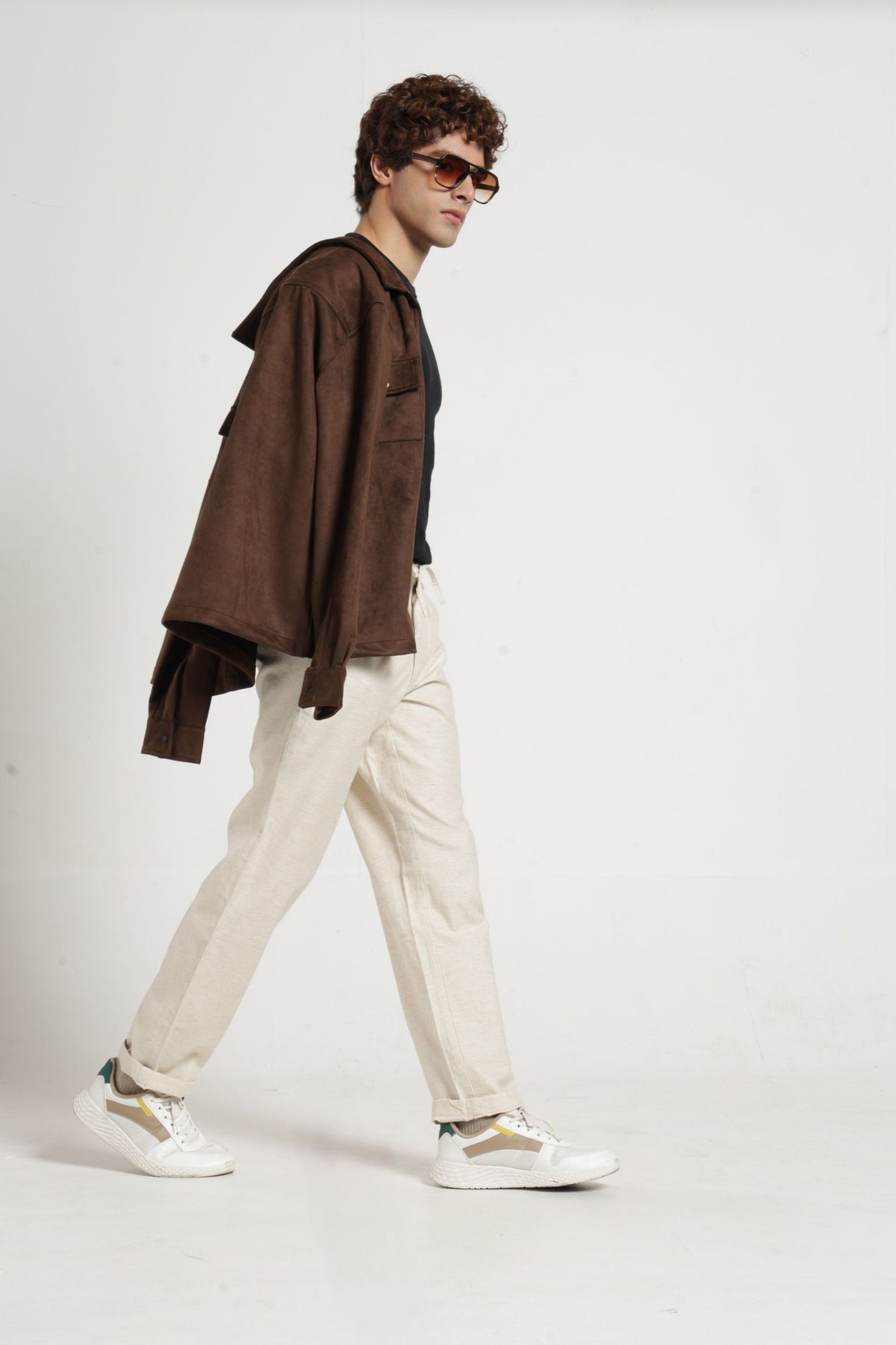 IDENTITI Men Relaxed Fit Non Denim Solid Trouser In Ecru