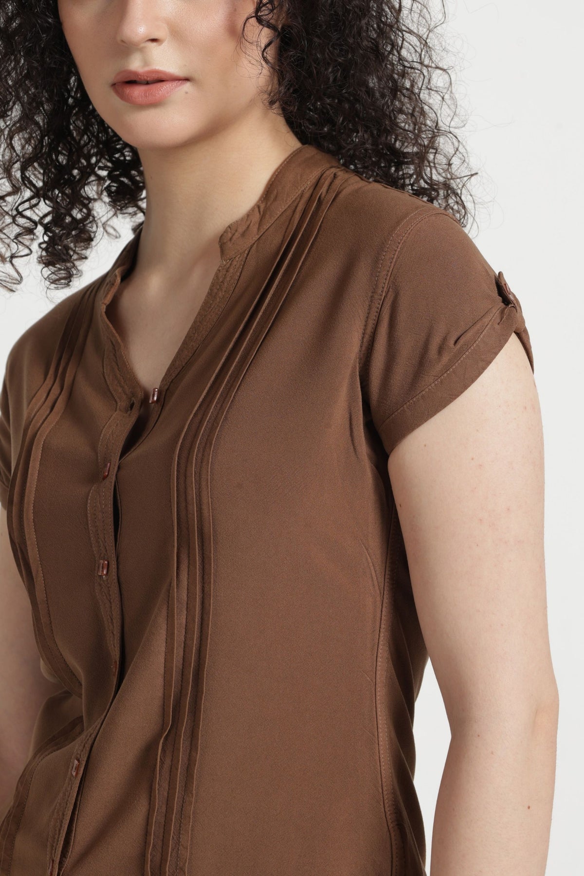 Women Solid Pintuck Indo-Western Shirt - Snuf