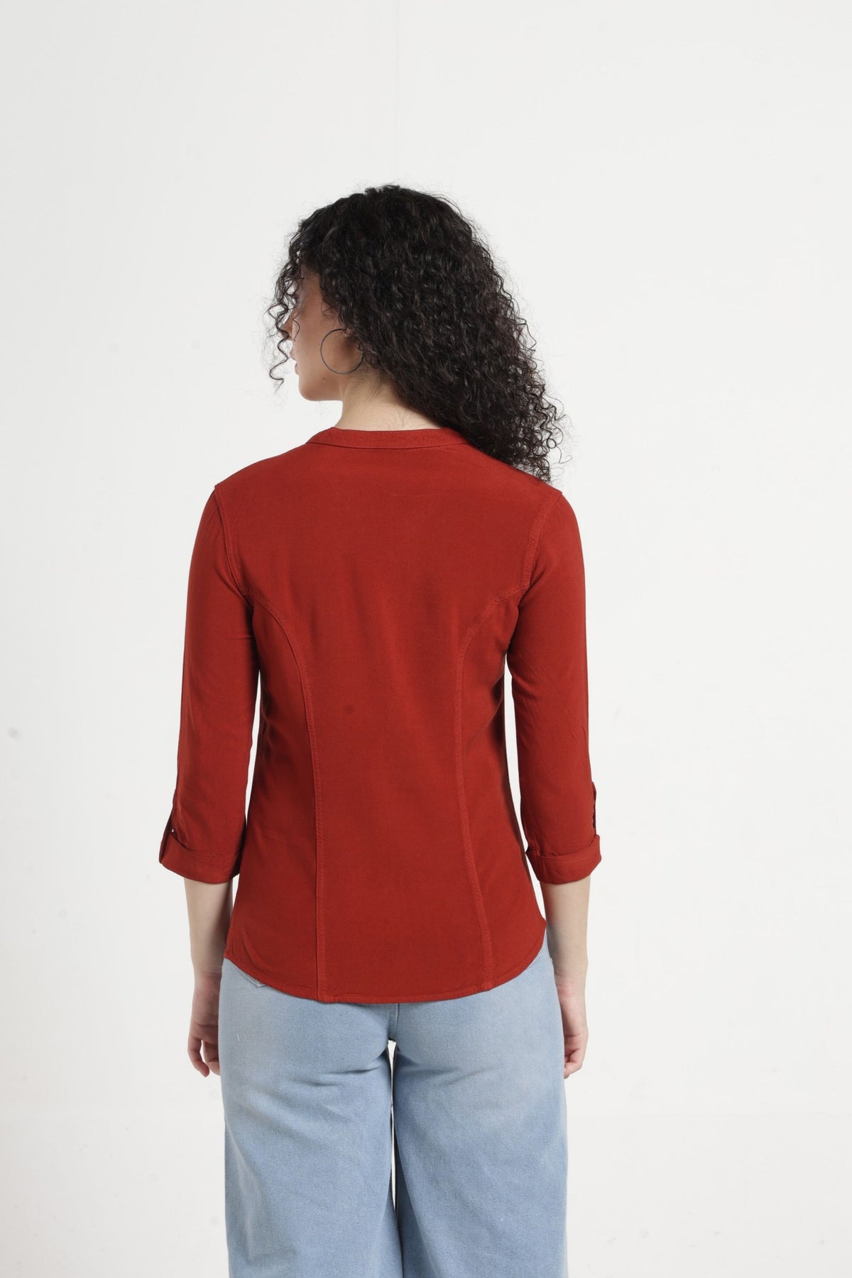Women Solid Indo-Western Casual Shirt - Light brown