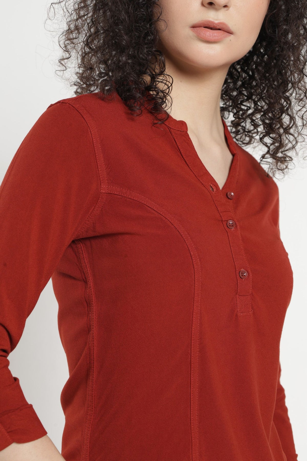 Women Solid Indo-Western Casual Shirt - Light brown