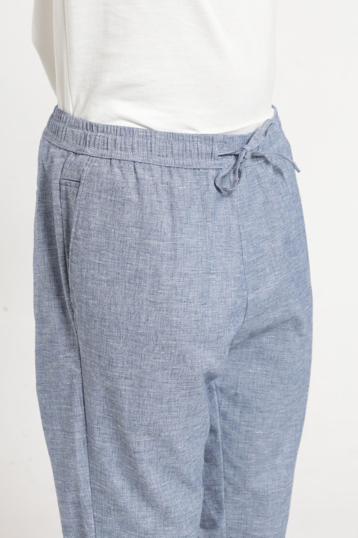 Relaxed Fit Non Denim Solid Trouser In Blue