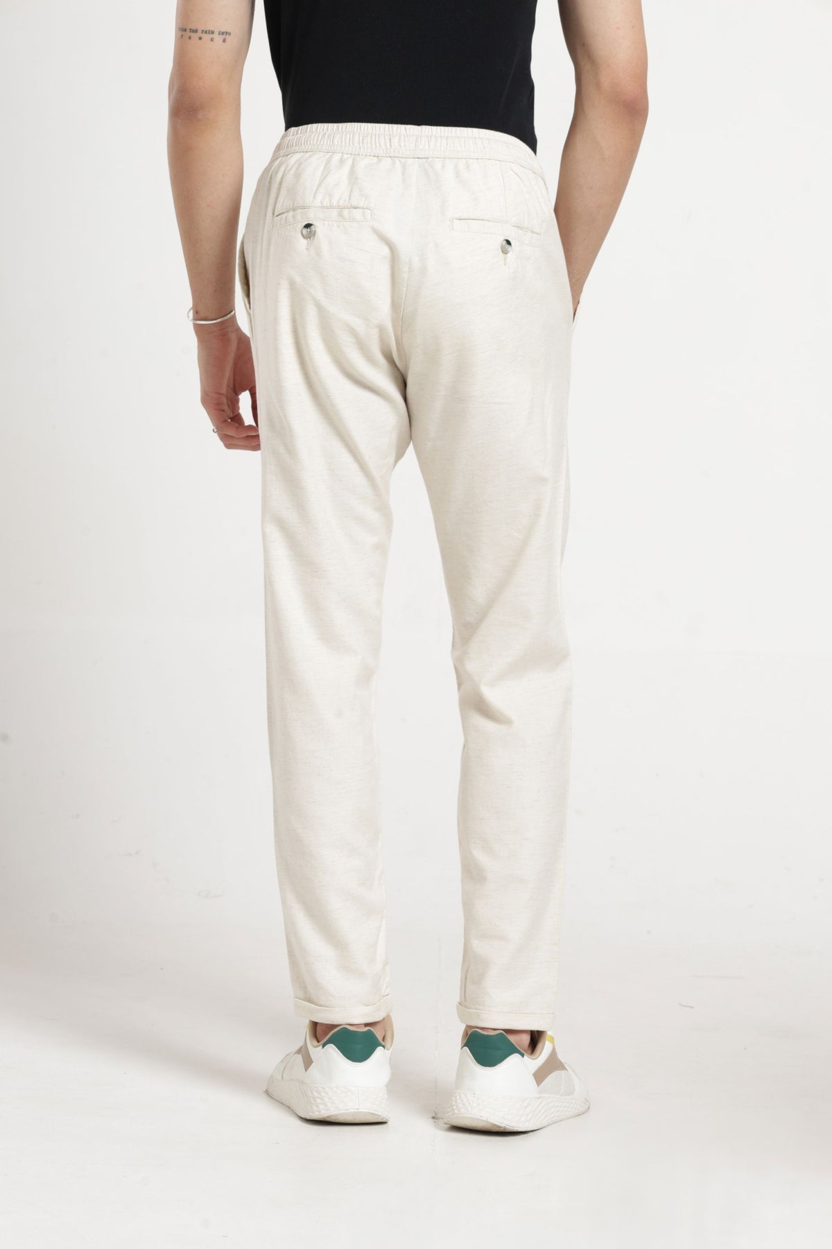 Non Denim Solid Jogger In Ecru