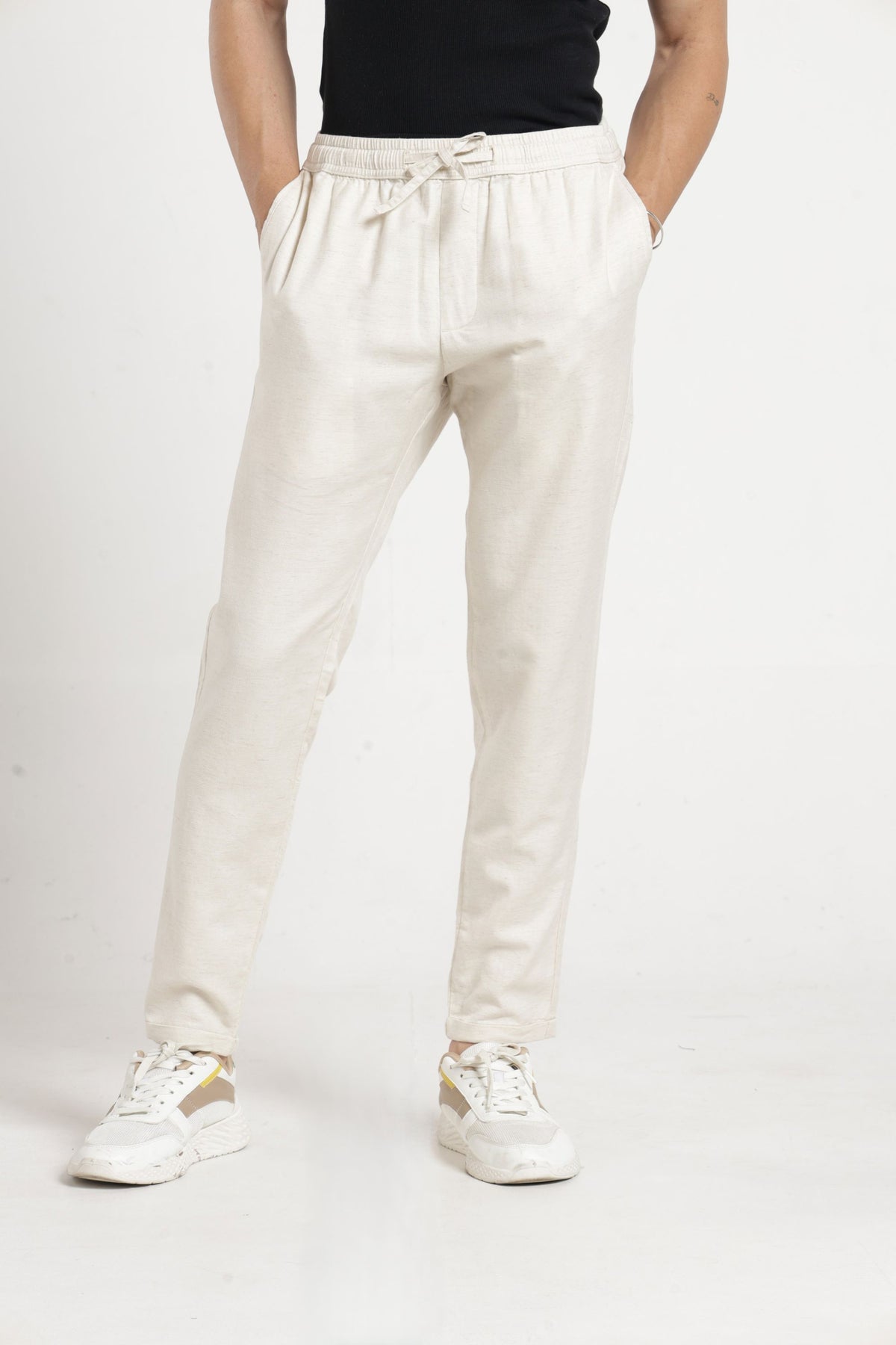 Non Denim Solid Jogger In Ecru