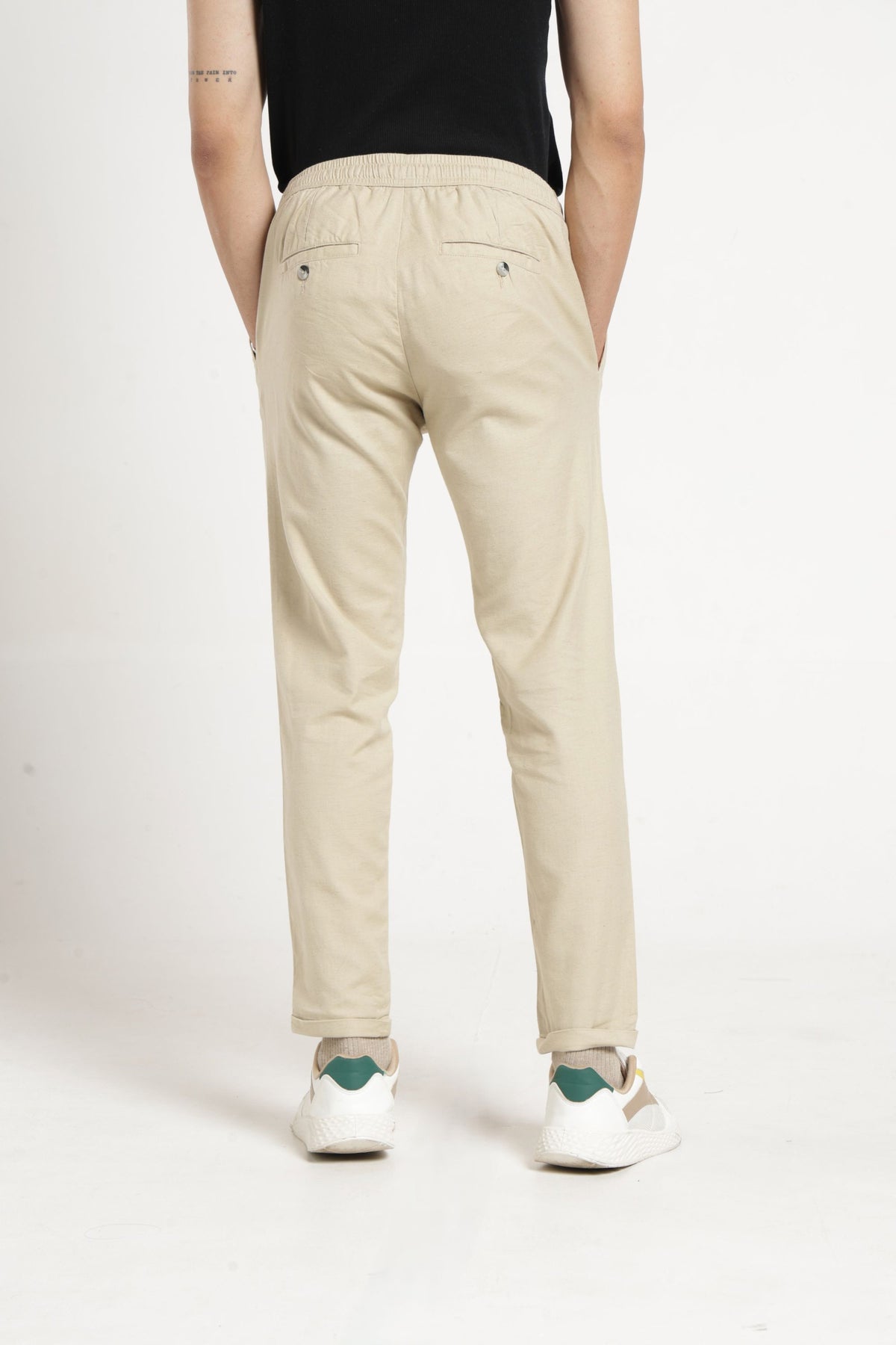 Non Denim Solid Jogger In Beige
