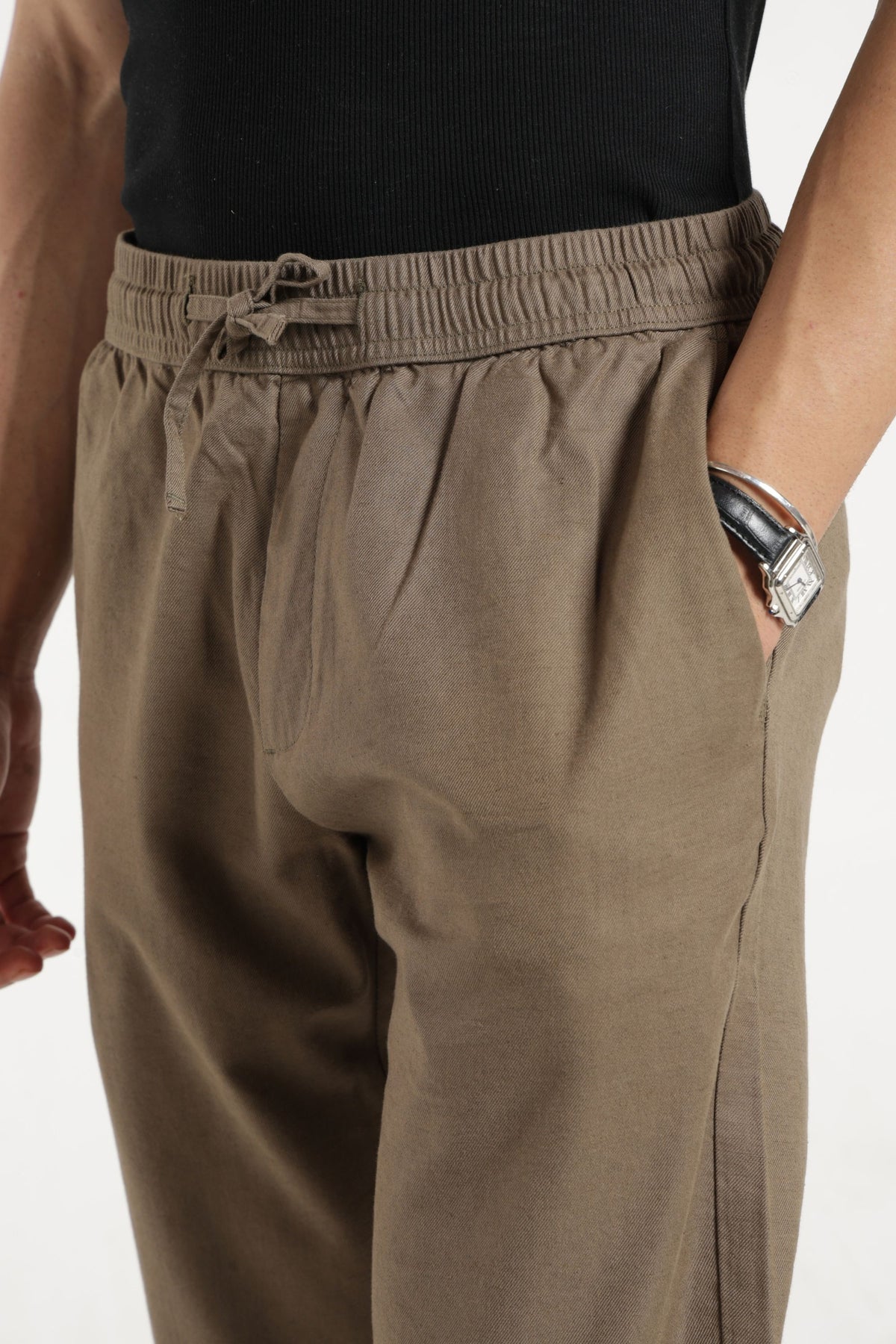 Non Denim Solid Jogger In Olive