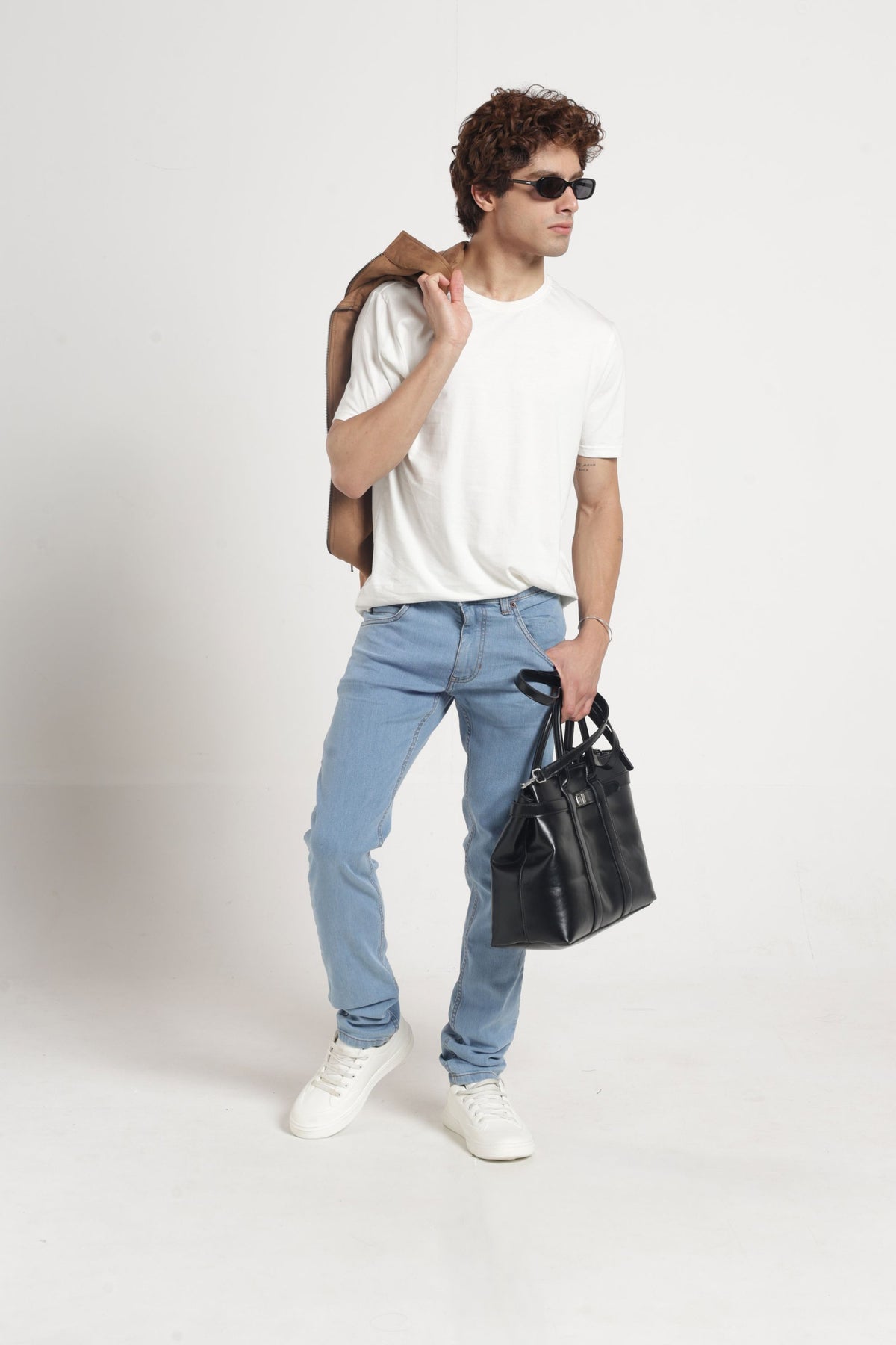 Twill Lycra Slim Fit Denim In Ice Blue