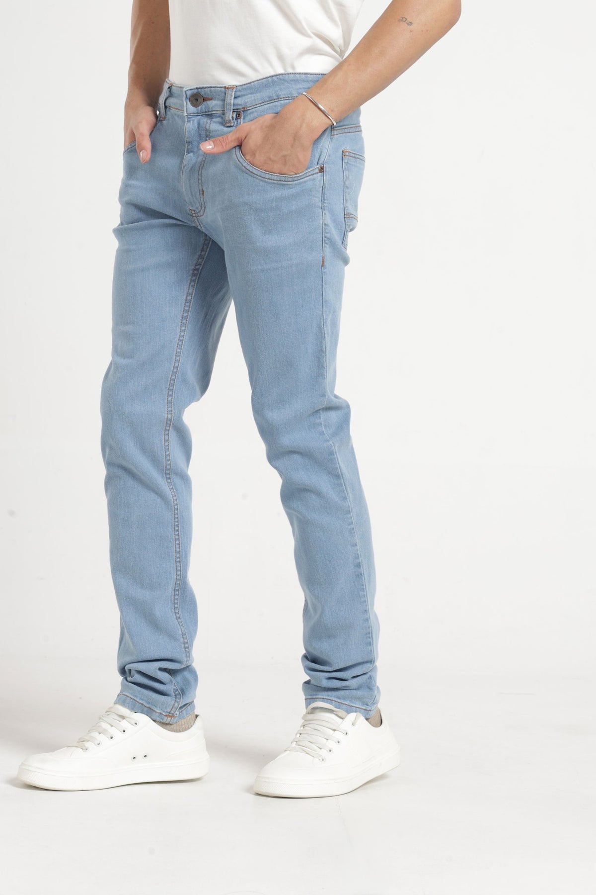 Twill Lycra Slim Fit Denim In Ice Blue