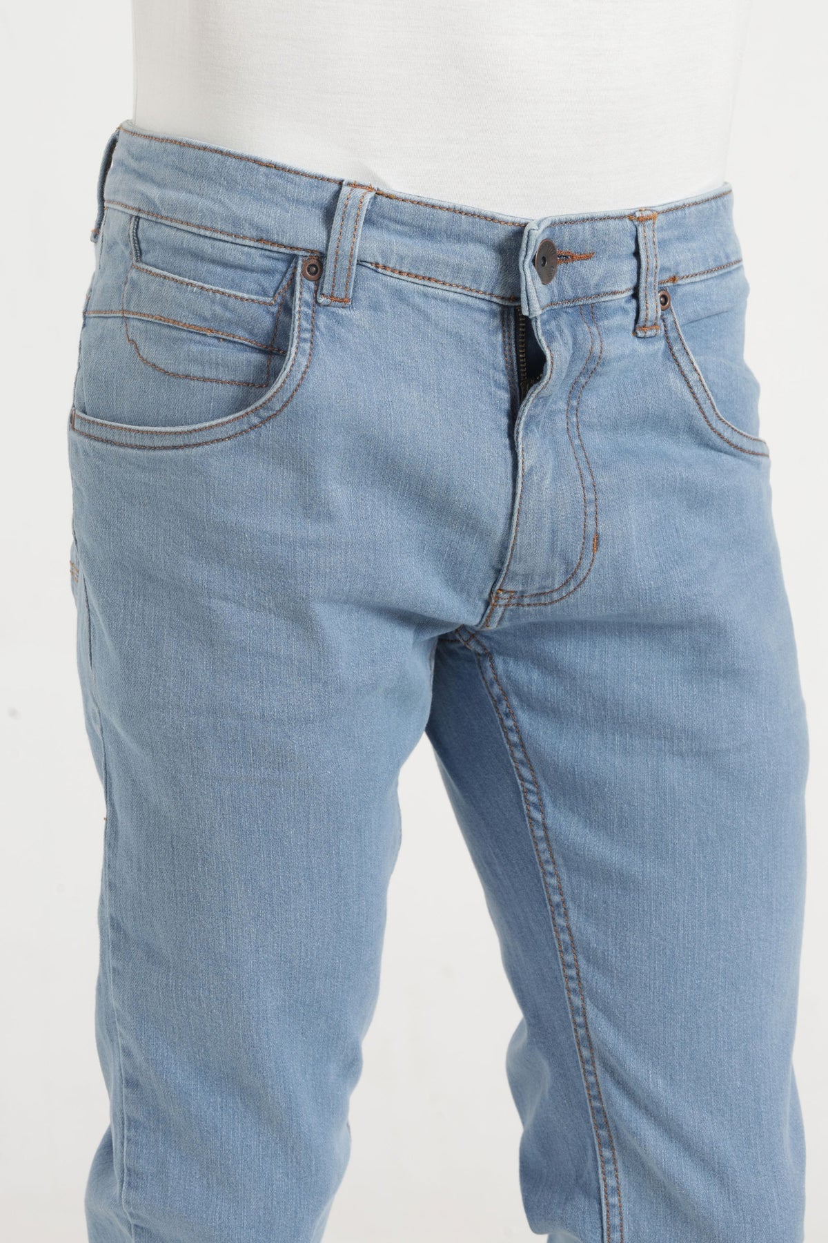 Twill Lycra Slim Fit Denim In Ice Blue
