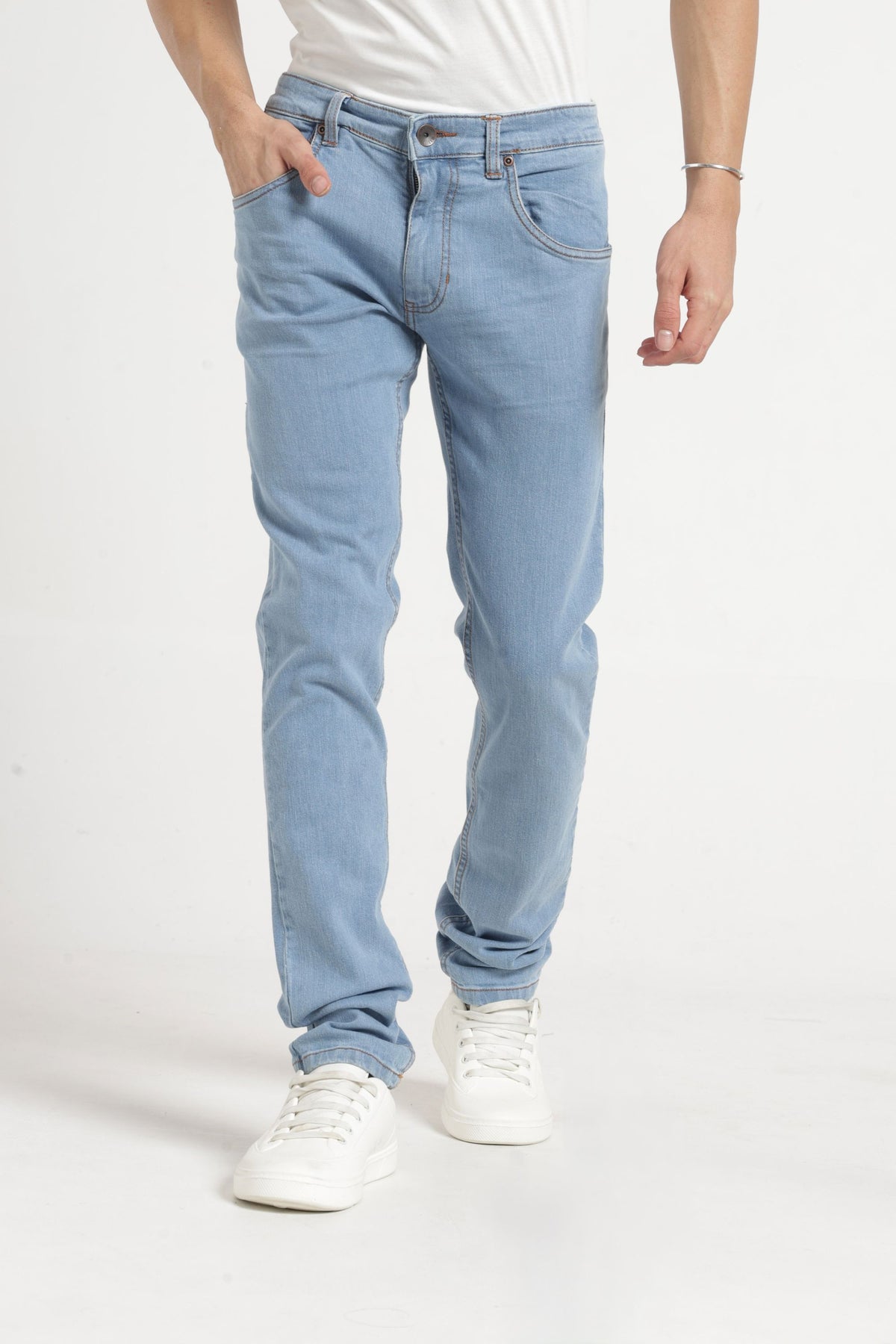 Twill Lycra Slim Fit Denim In Ice Blue
