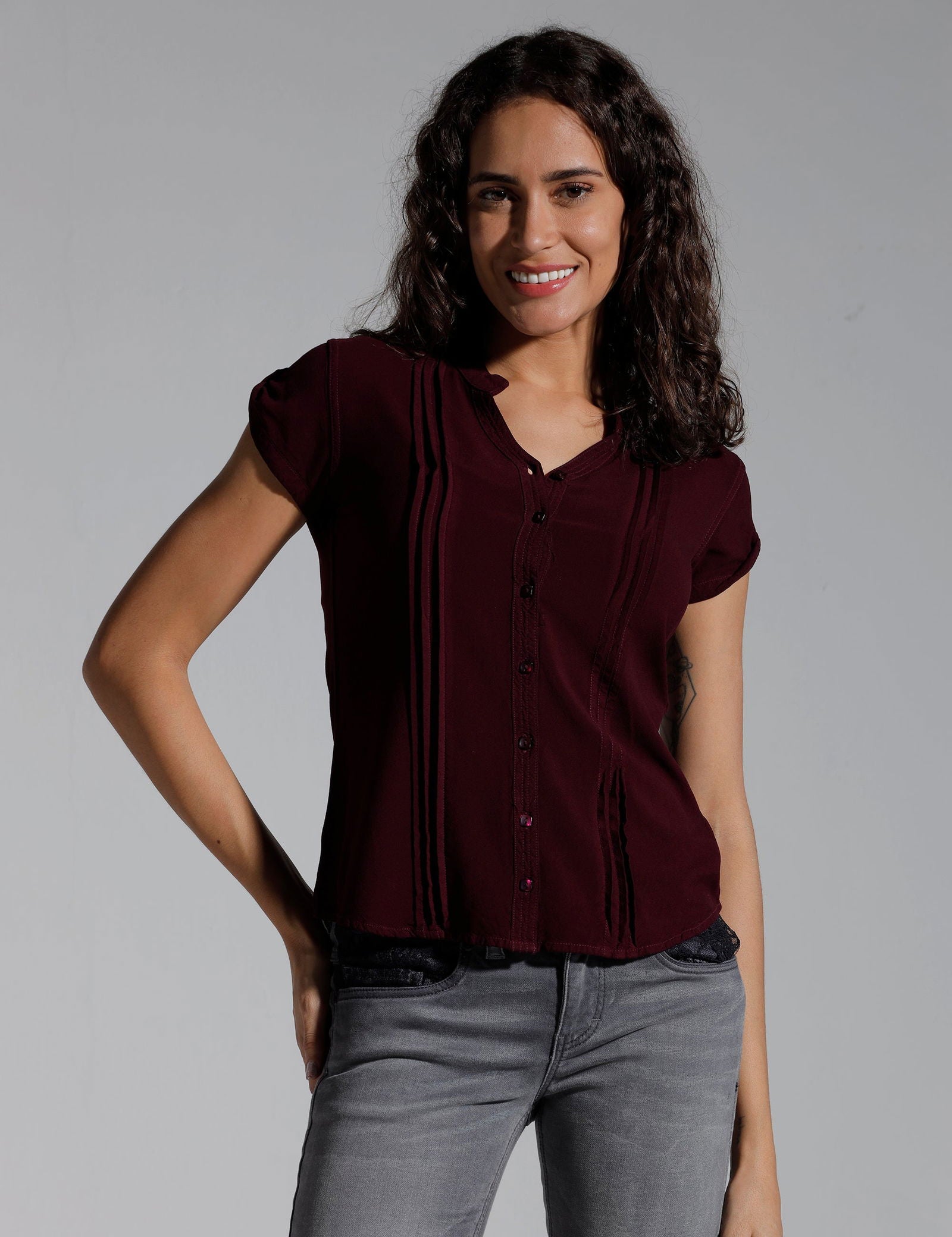 Women Solid Viscose Regular Fit Casual Shirt