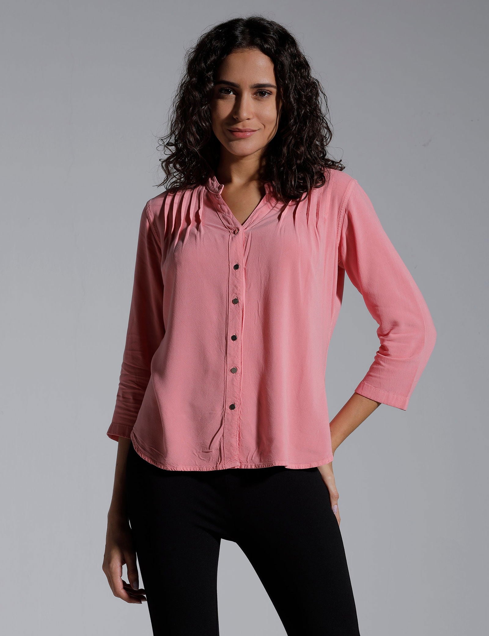 Women Solid Viscose Regular Fit Casual Shirt