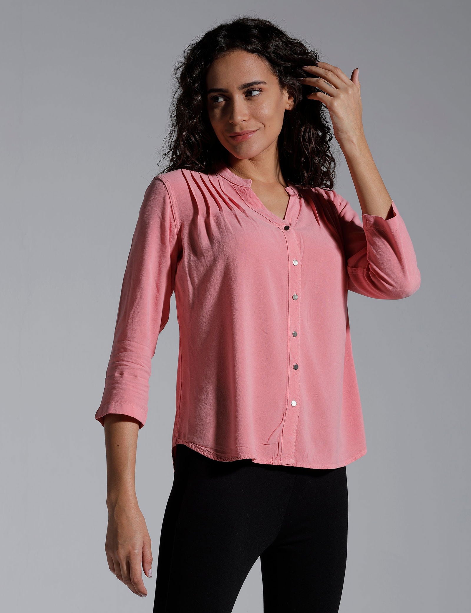 Women Solid Viscose Regular Fit Casual Shirt