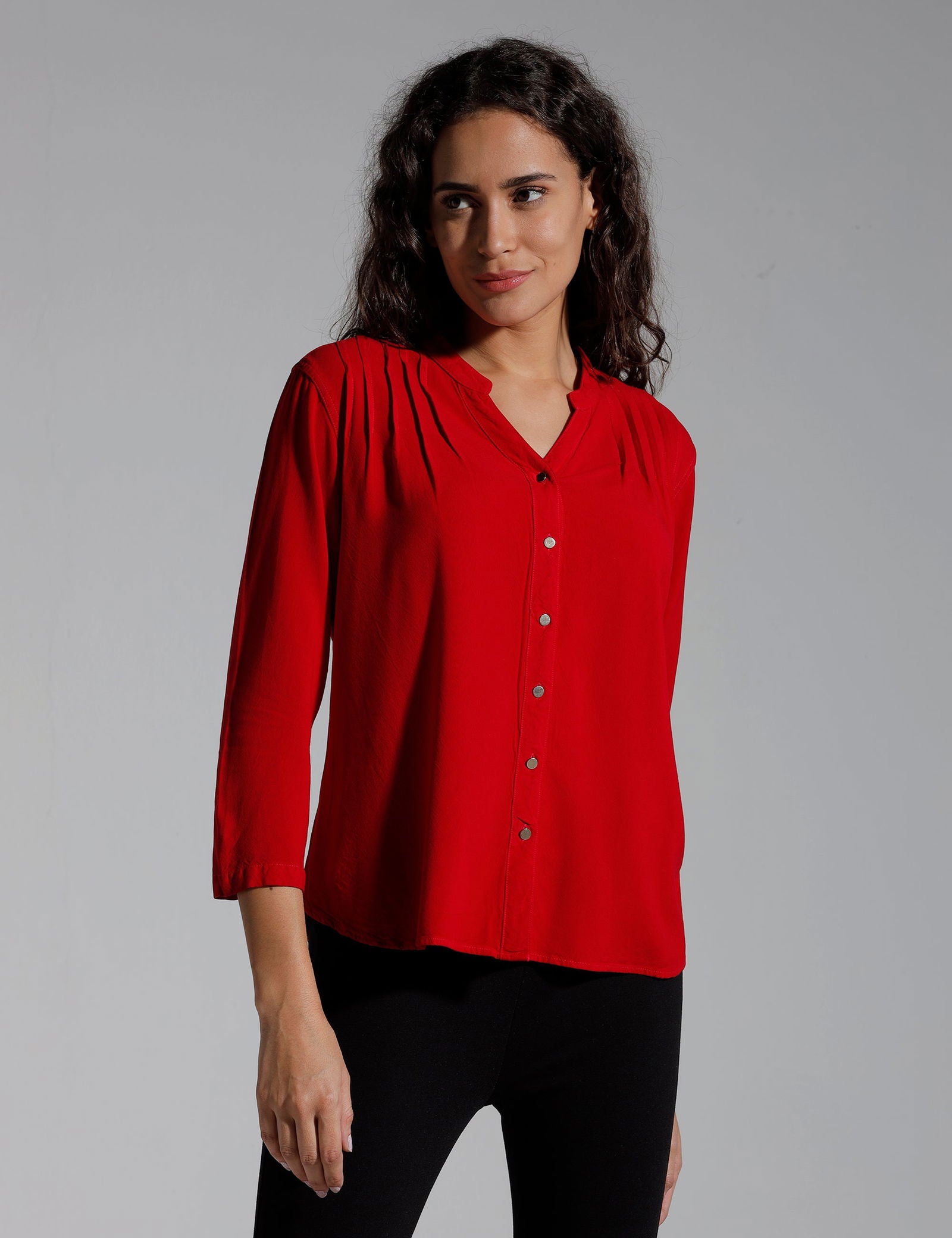 Women Solid Viscose Regular Fit Casual Shirt