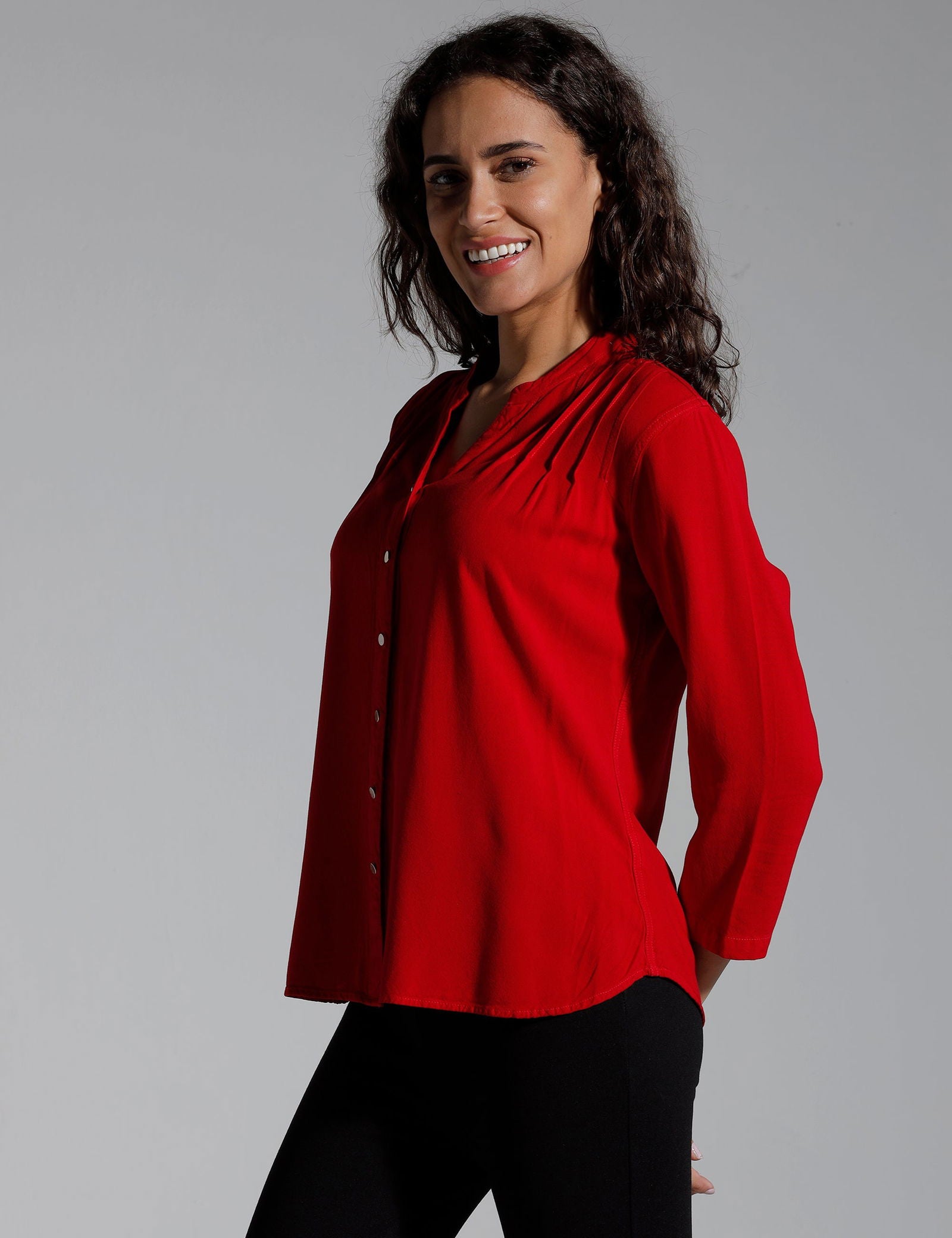 Women Solid Viscose Regular Fit Casual Shirt