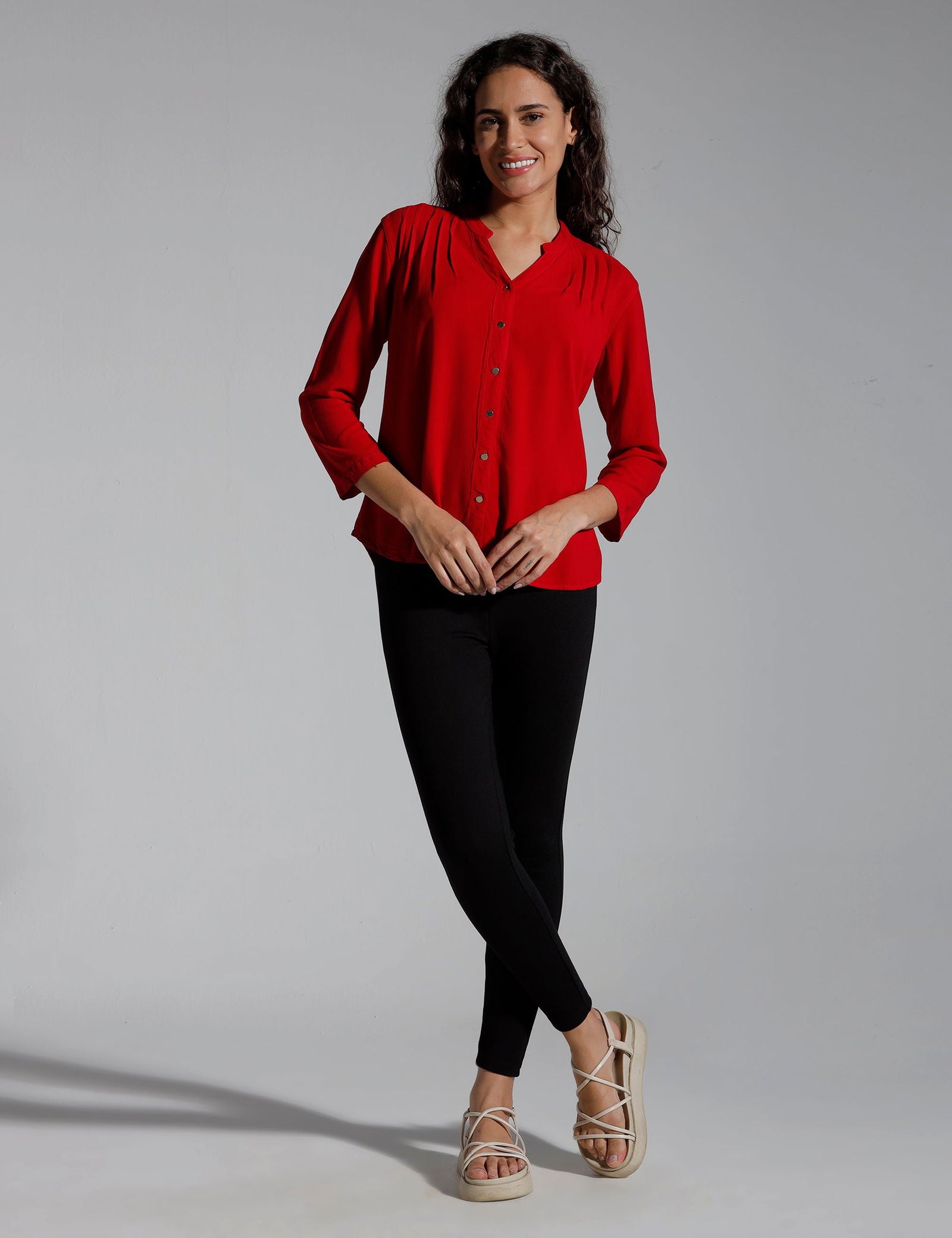 Women Solid Viscose Regular Fit Casual Shirt